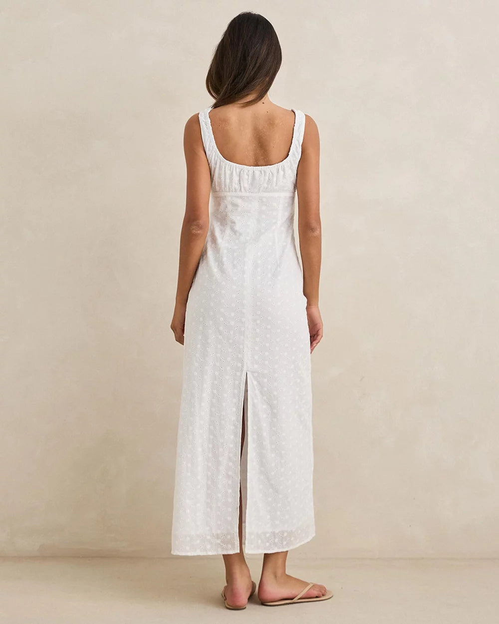Gigi Gathered Maxi Dress - White