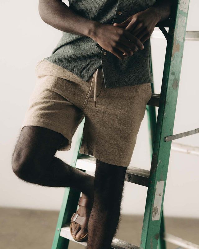 The Apres Short - Heather Oat Crepe