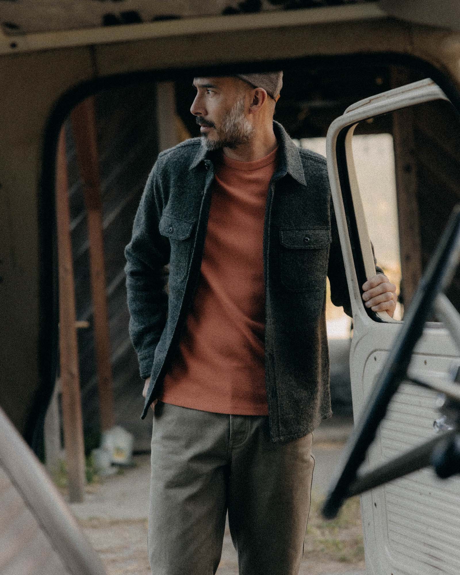 The Connor Overshirt - Heather Olive Branch