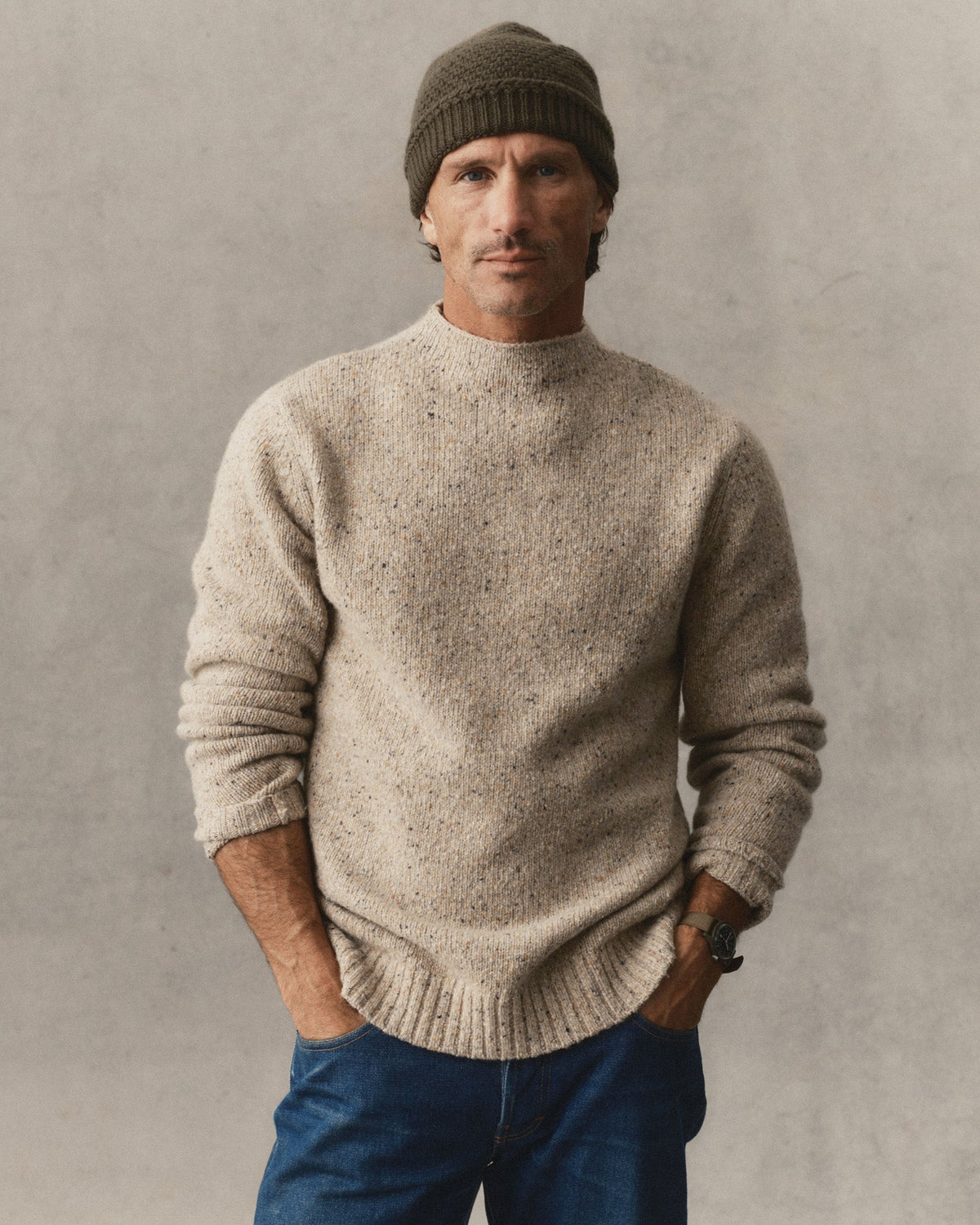 The Seafarer Rollneck Sweater - Natural Donegal