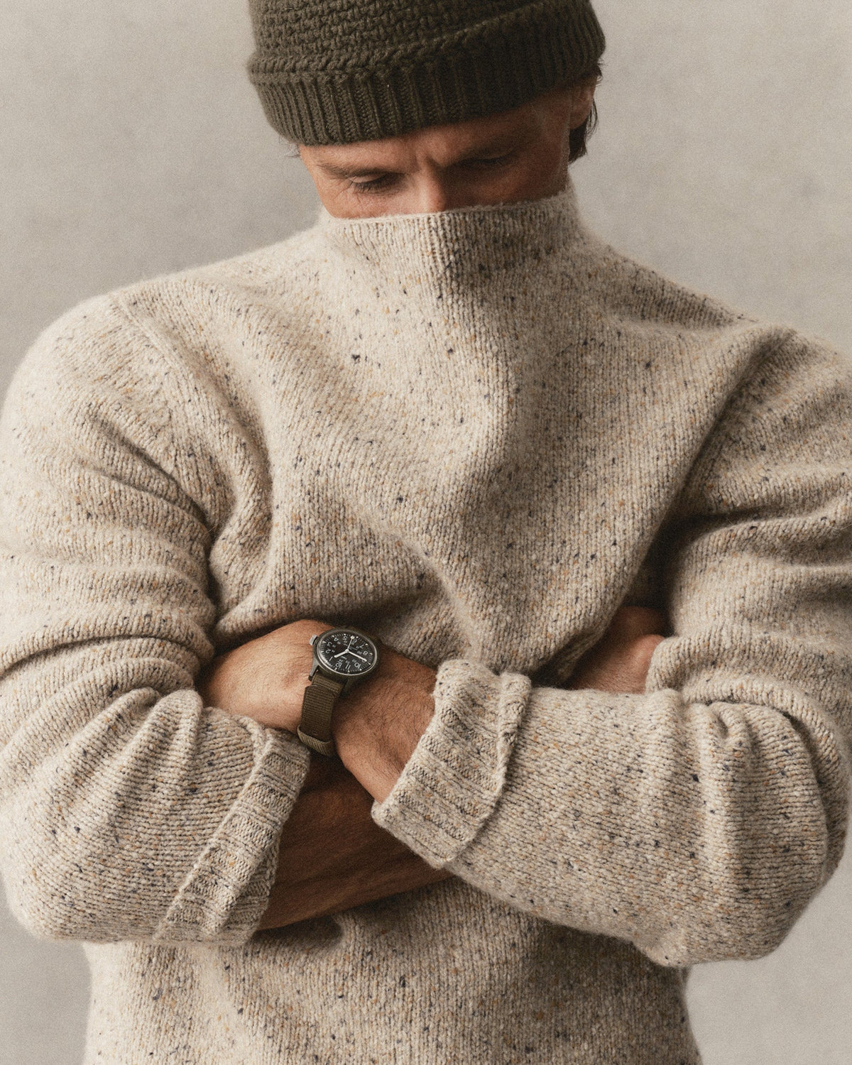 The Seafarer Rollneck Sweater - Natural Donegal
