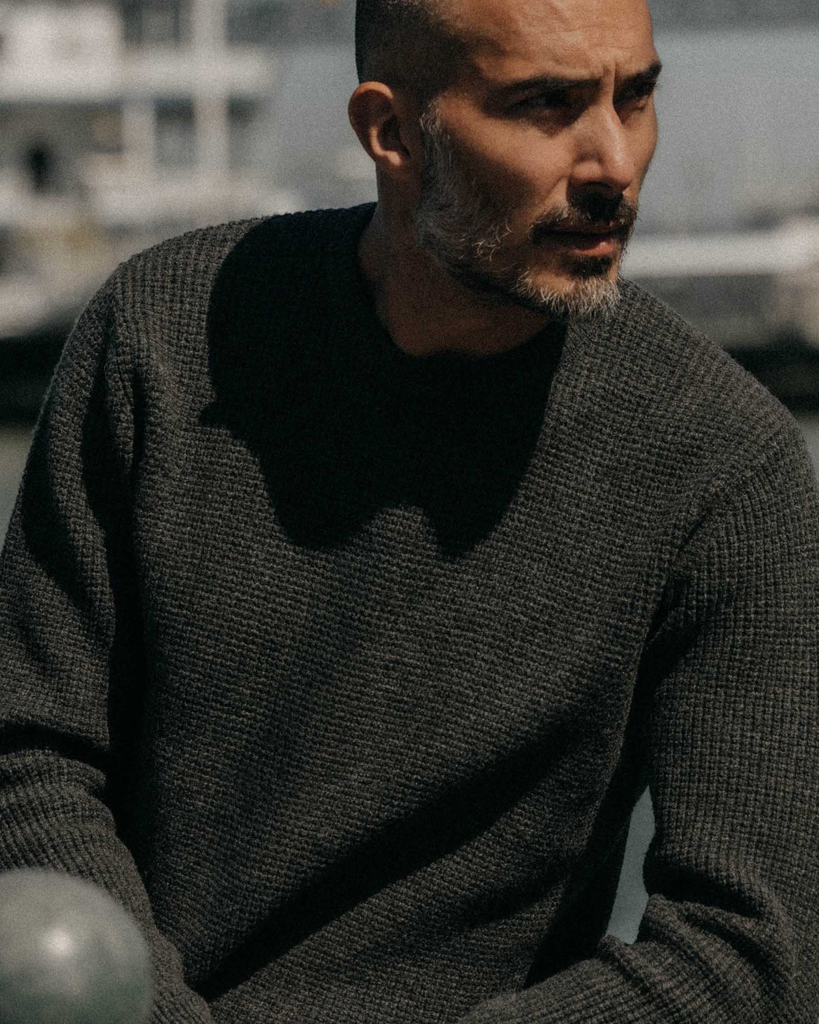 The Sidecountry Crew in Heather Graphite Merino Waffle