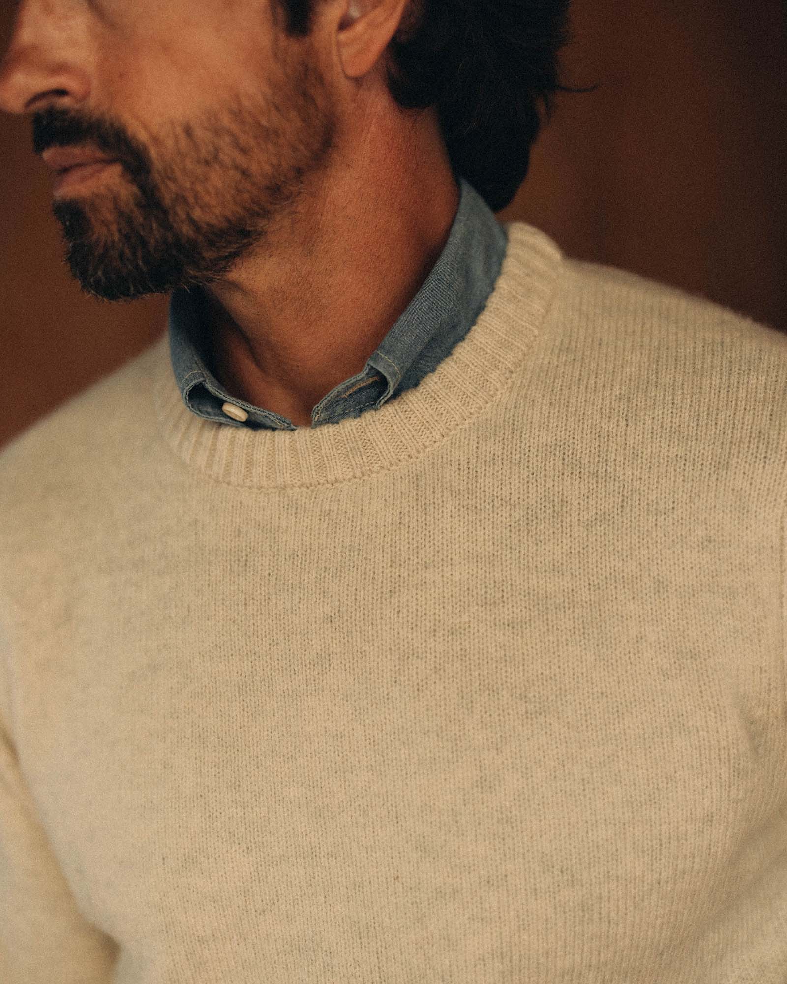 The Eastmoor Sweater in Heather Ivory Wool