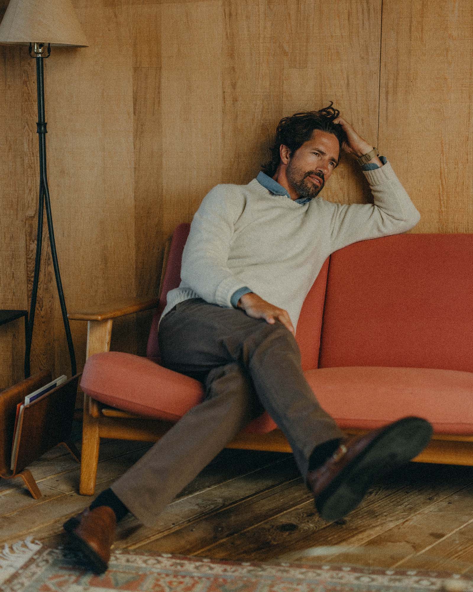 The Eastmoor Sweater in Heather Ivory Wool