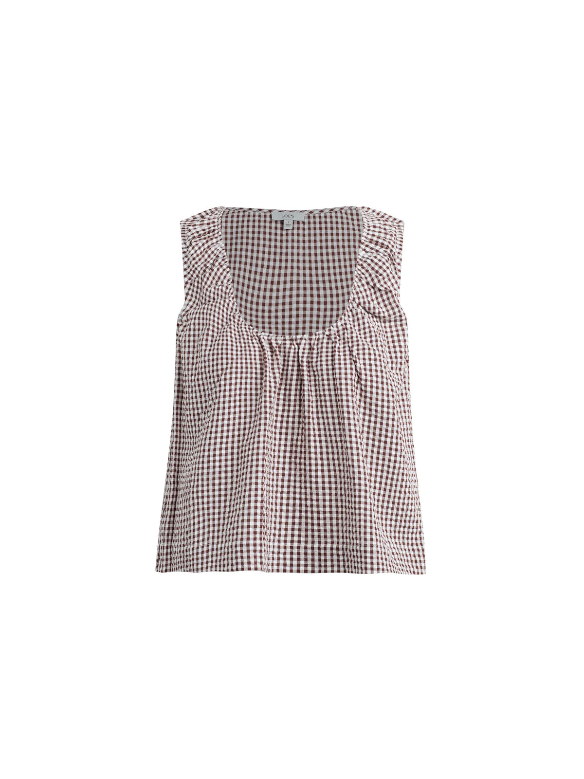 The Ana U-Neck Sleeveless Blouse - Macchiato Gingham