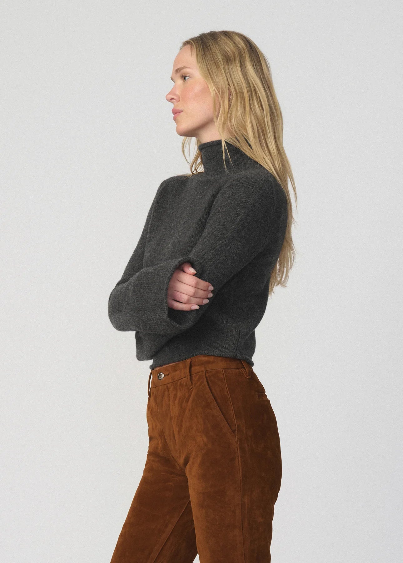 The Jane Roll Neck Sweater - Charcoal