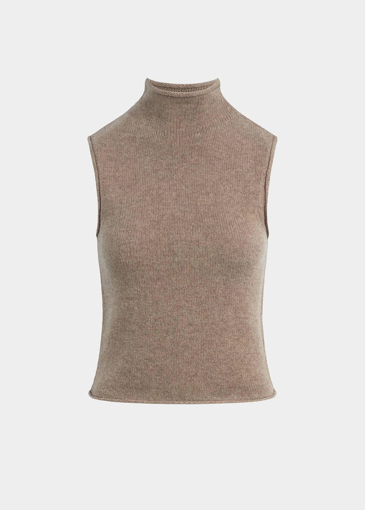 The Stevie Sleeveless Roll Neck Sweater - Mink