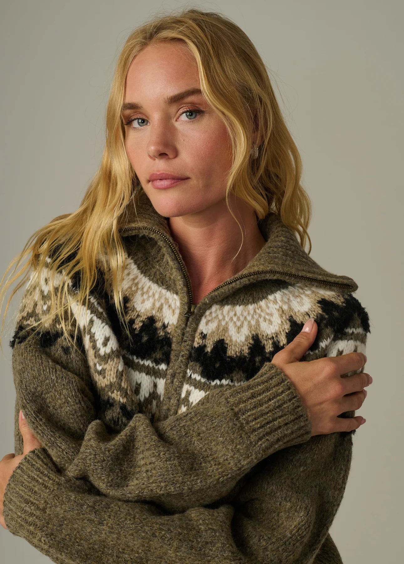 The Wells Fair Isle Sweater - Olive Multi Fair Isle