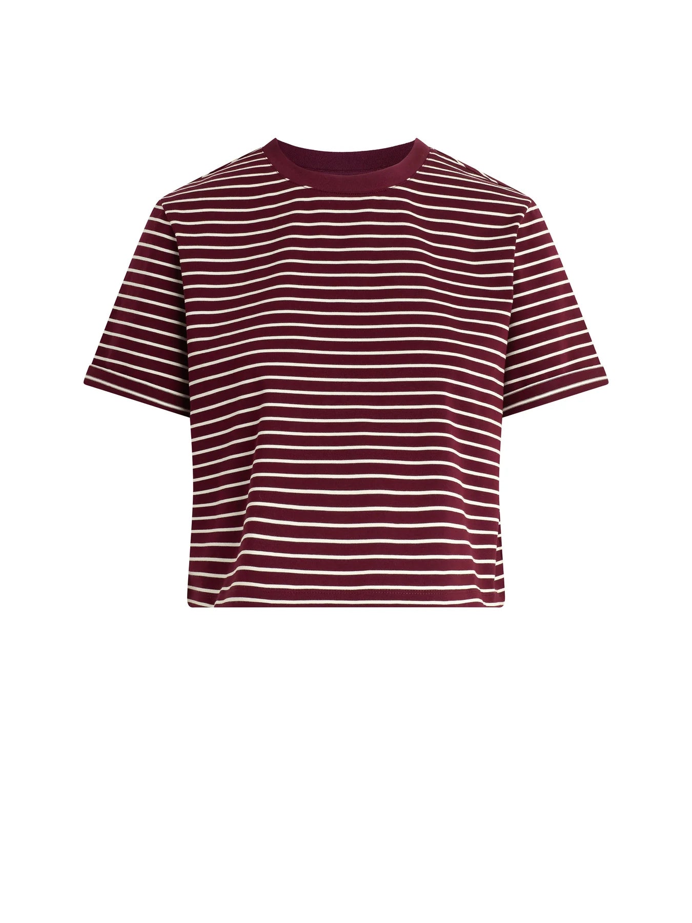The Boxy Tee - Bordeaux Breton Stripe
