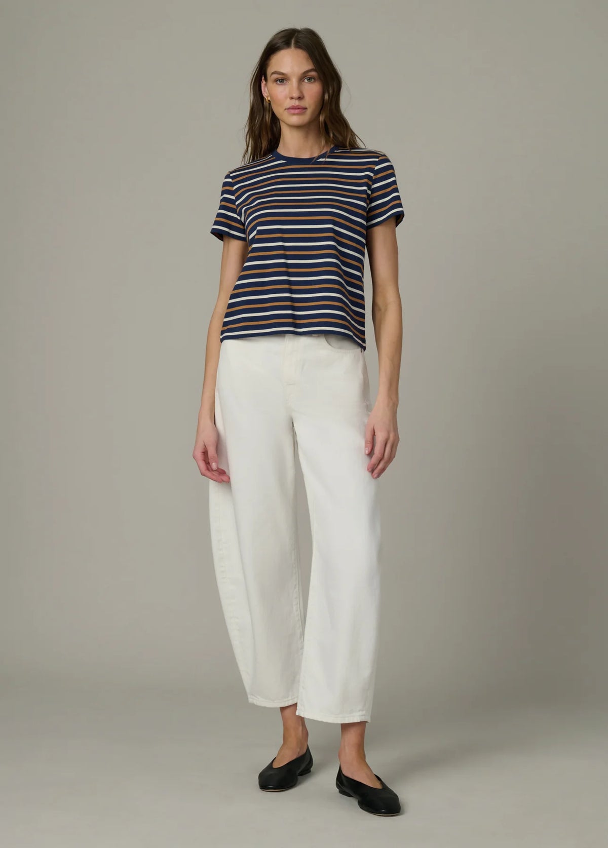 The Easy Tee - Navy / Honey Stripe