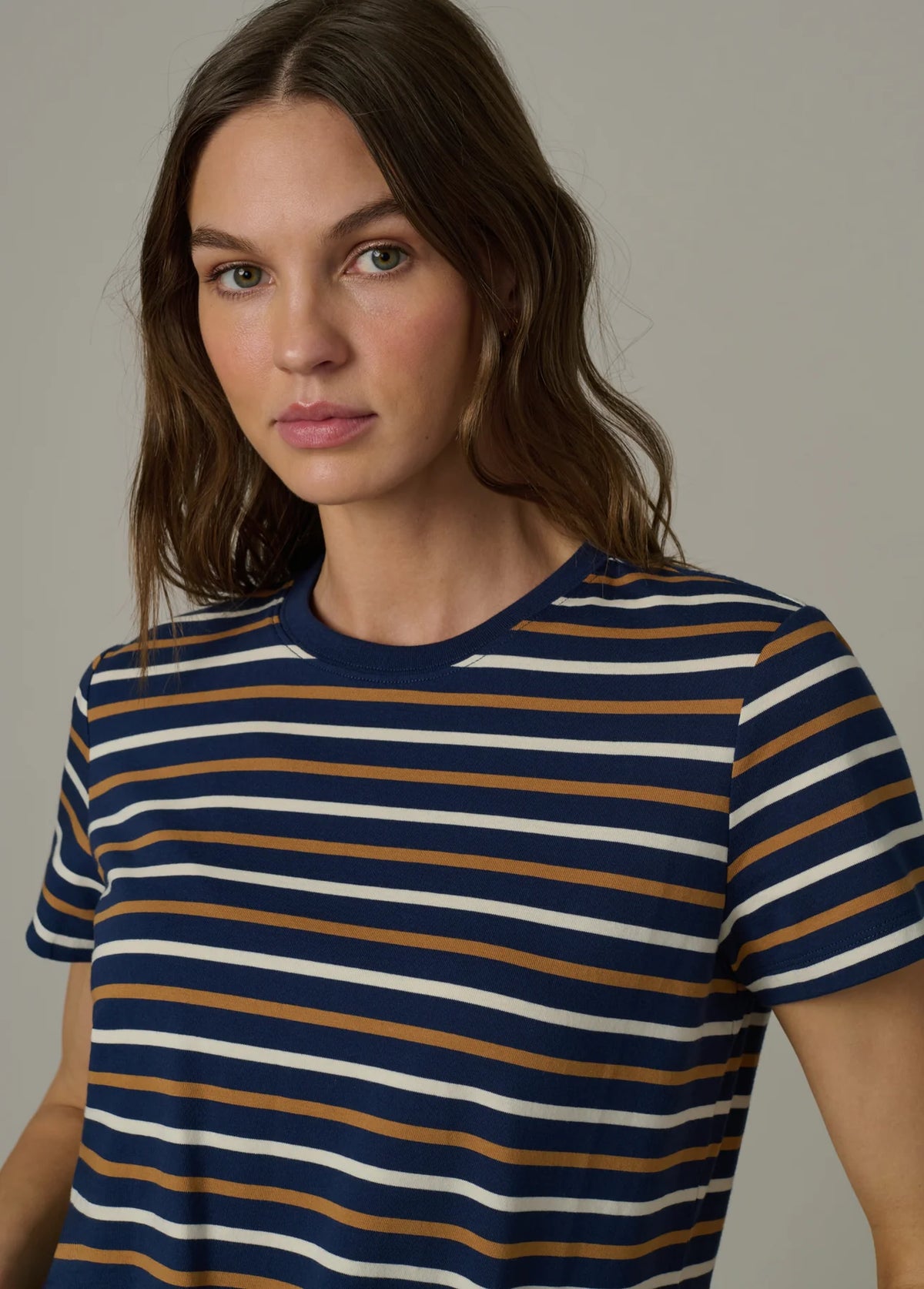 The Easy Tee - Navy / Honey Stripe