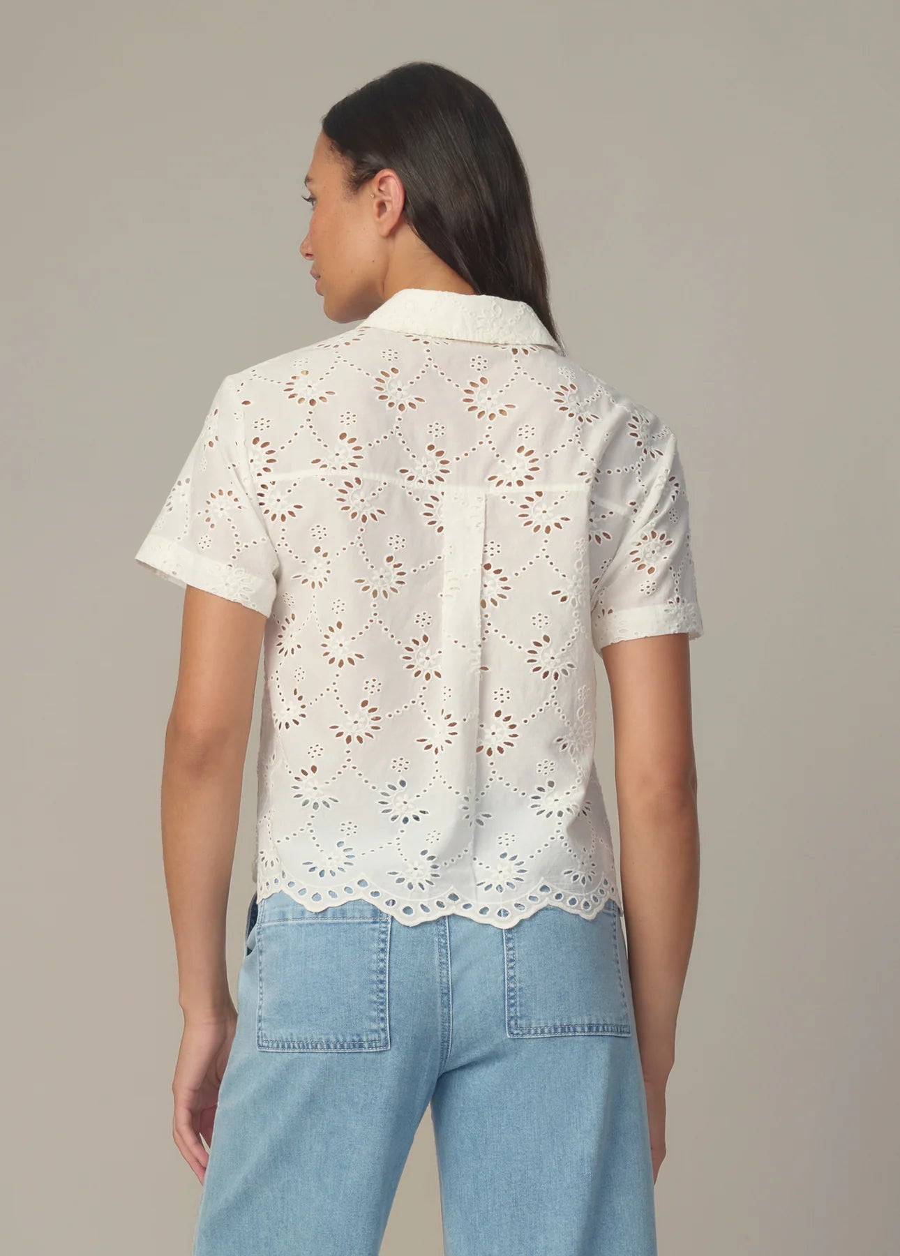 The Eyelet Short Sleeve Shirt - Ecru