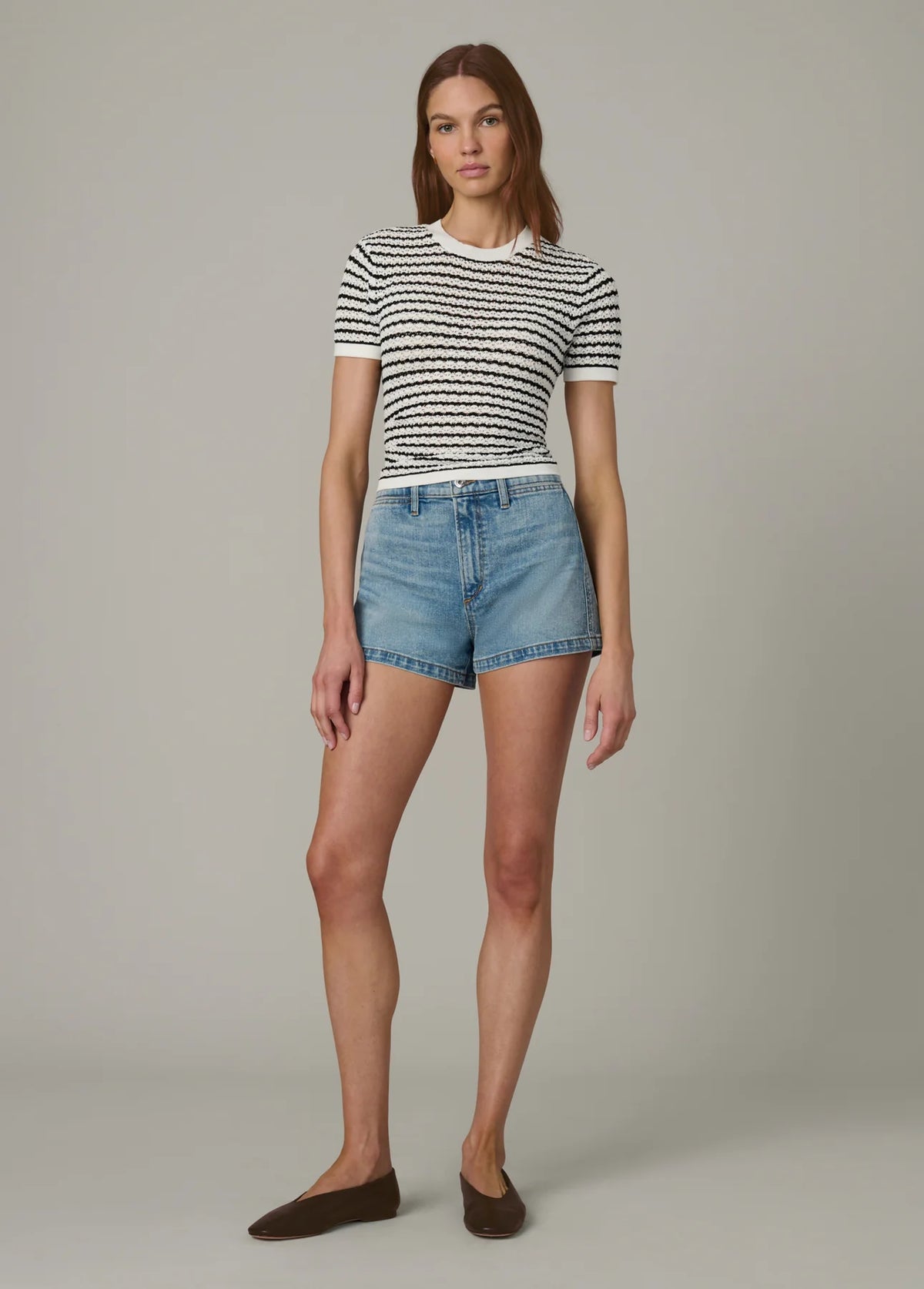 The Crochet Baby Tee - Milk / Black Stripe