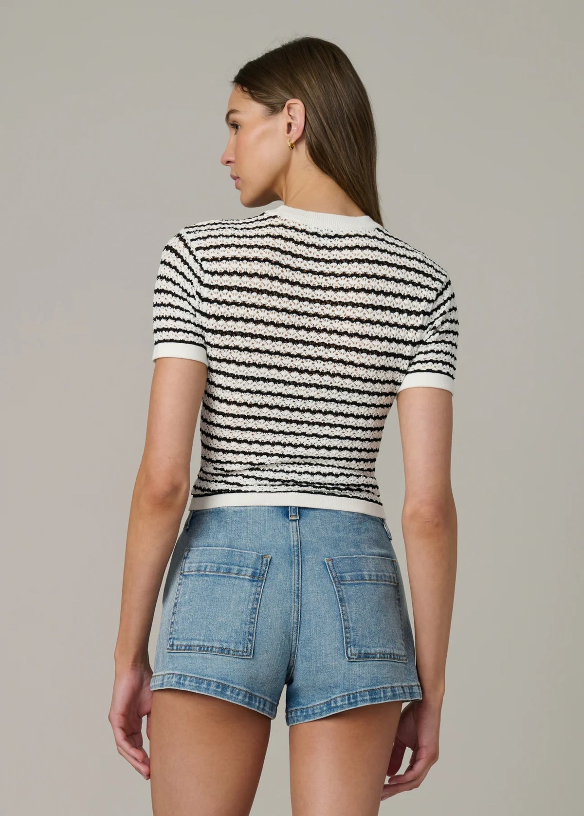 The Crochet Baby Tee - Milk / Black Stripe