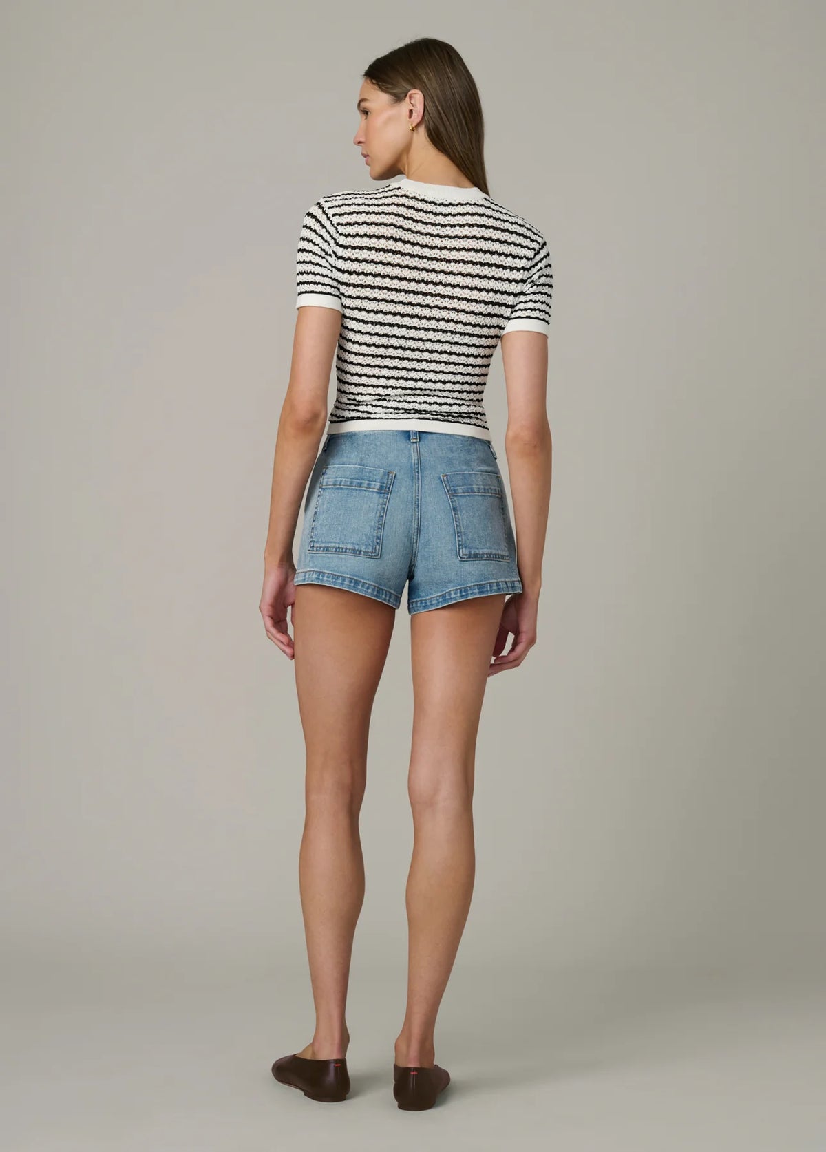 The Crochet Baby Tee - Milk / Black Stripe