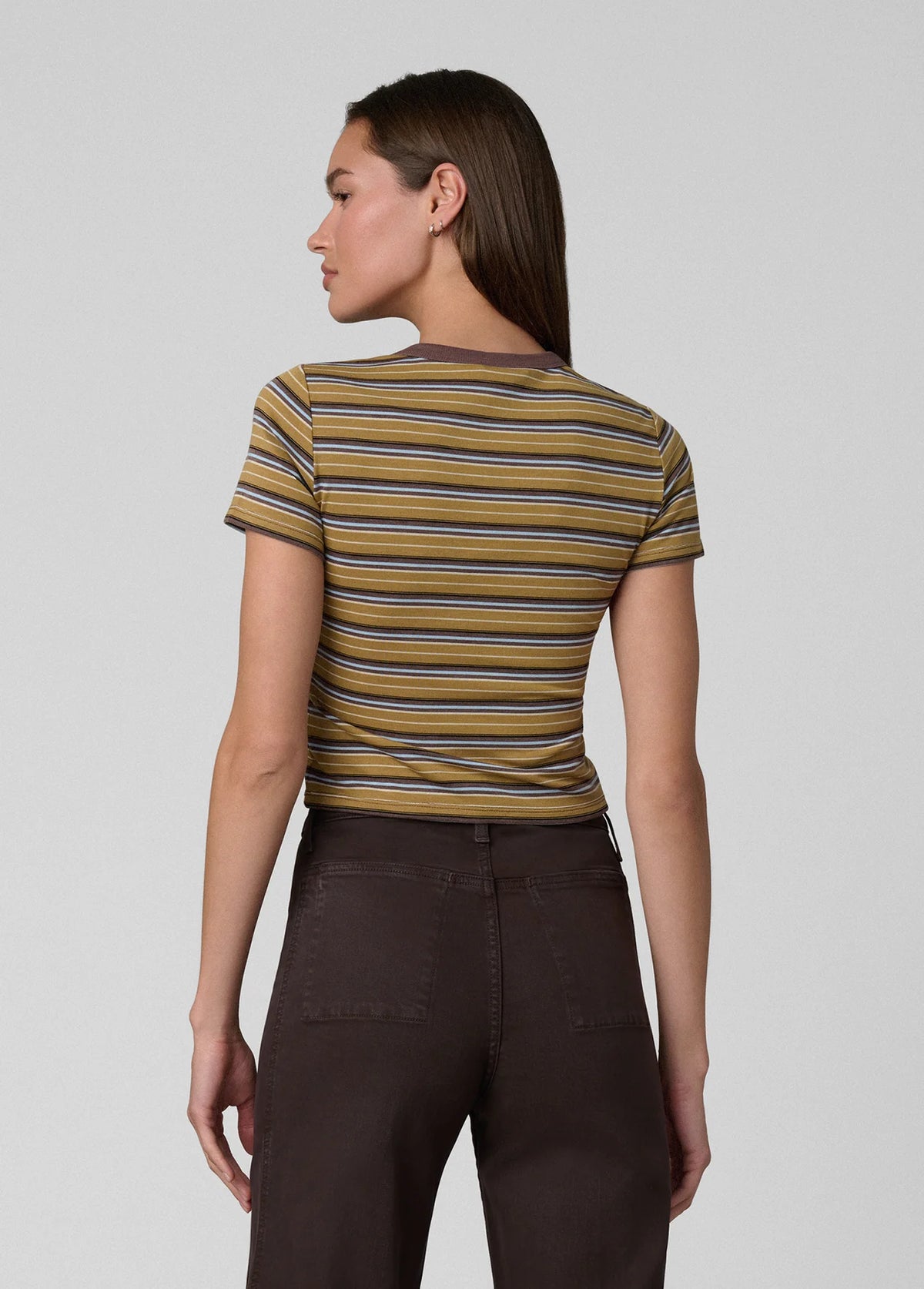The Baby Tee - Camel Multi Stripe