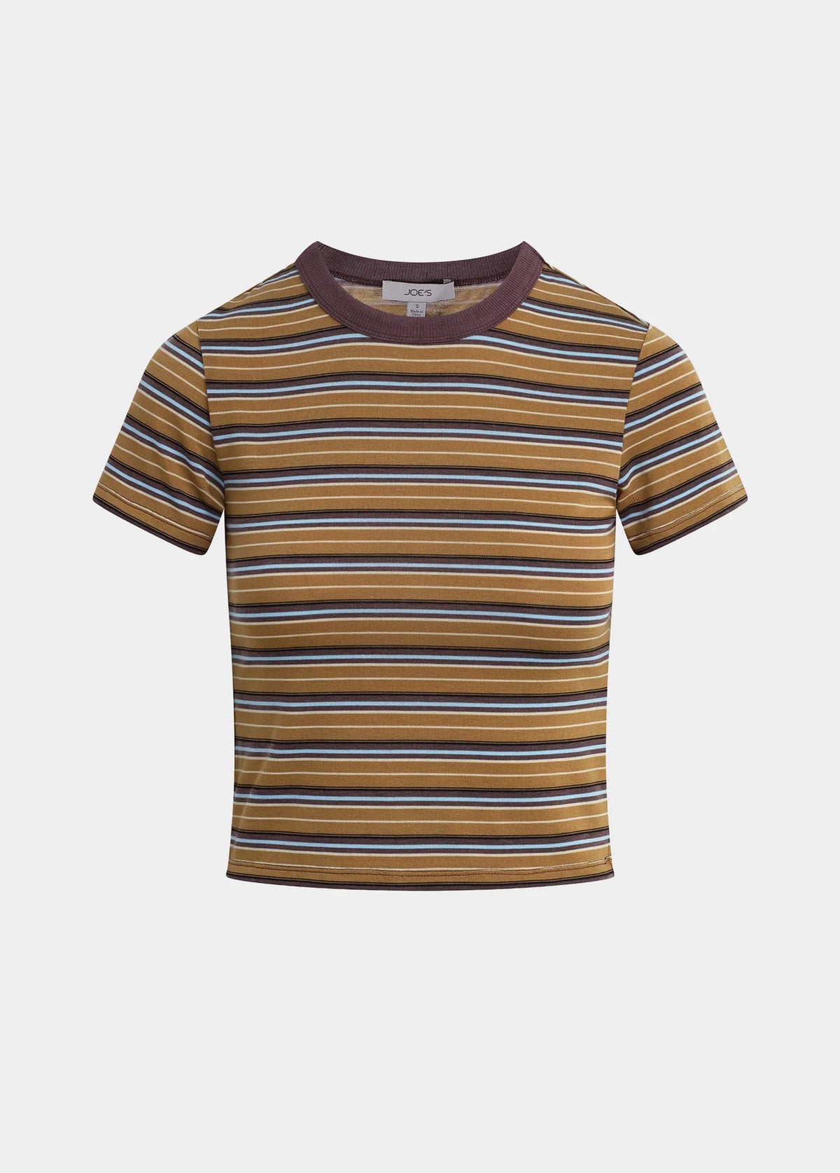 The Baby Tee - Camel Multi Stripe
