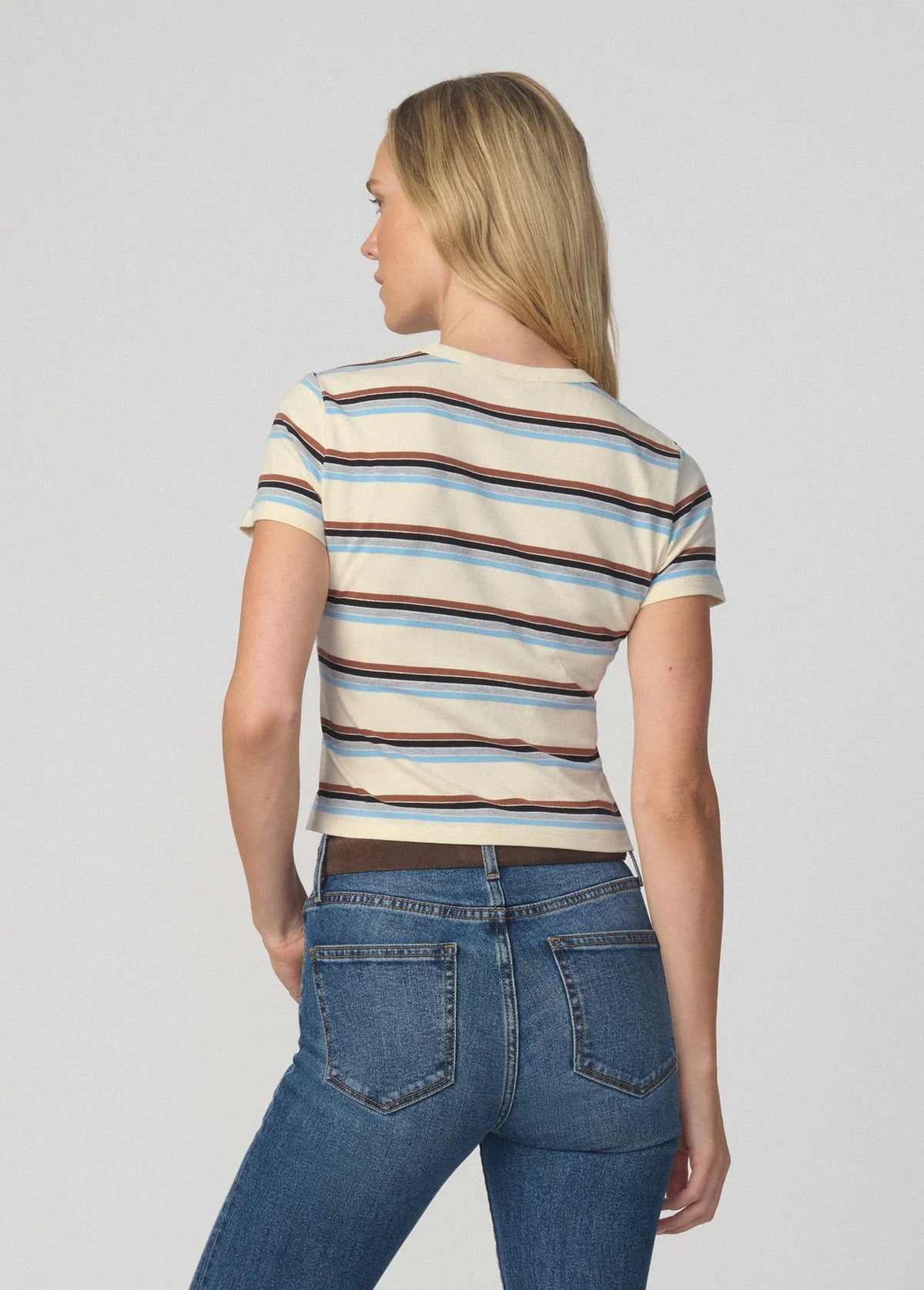 The Baby Tee - Ecru Multi Stripe