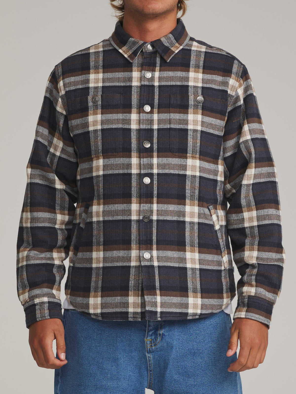 Harold Plaid Shirt Jacket - Navy