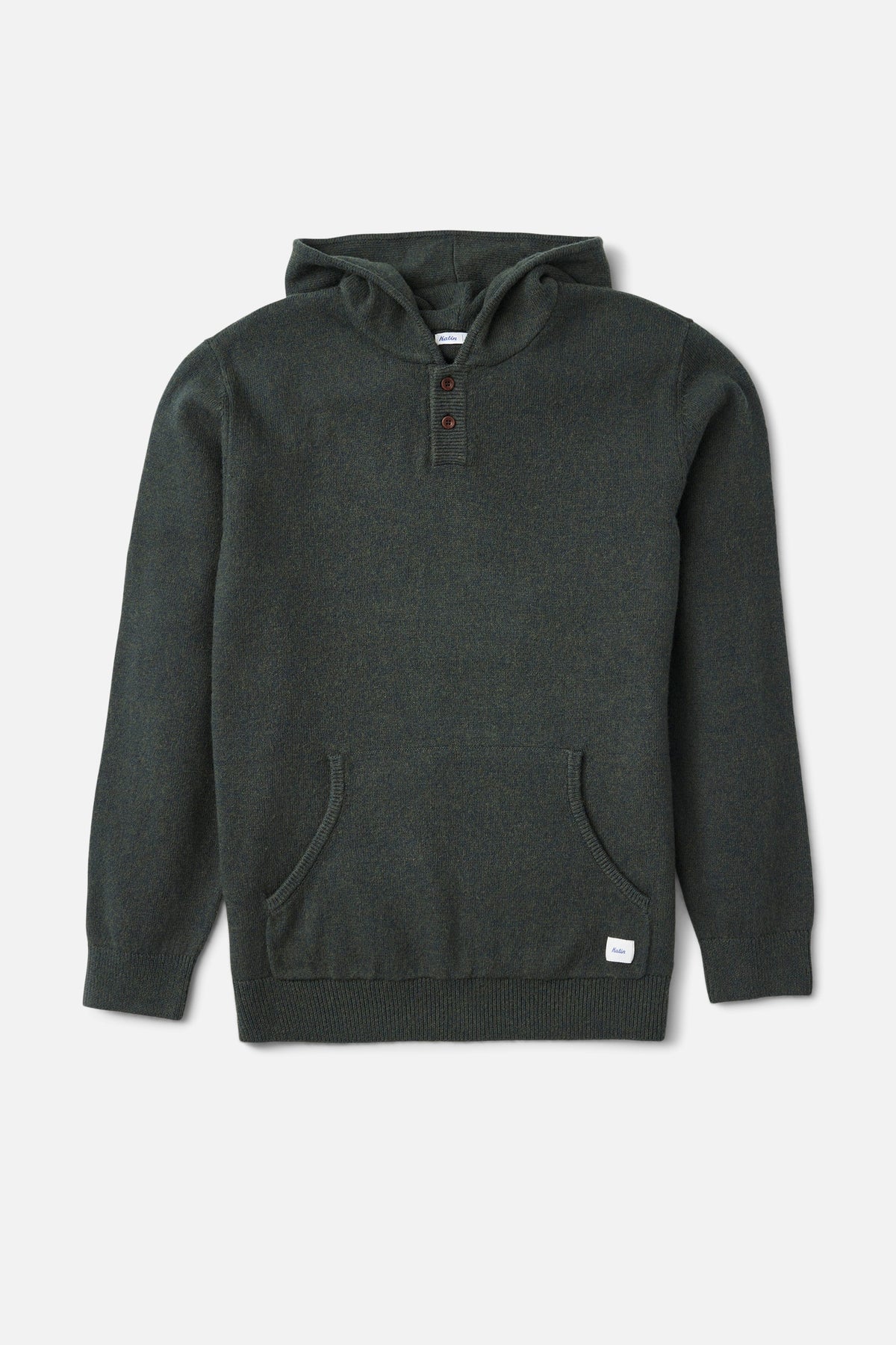 Hayes Hooded Henley Sweater - Heather Green