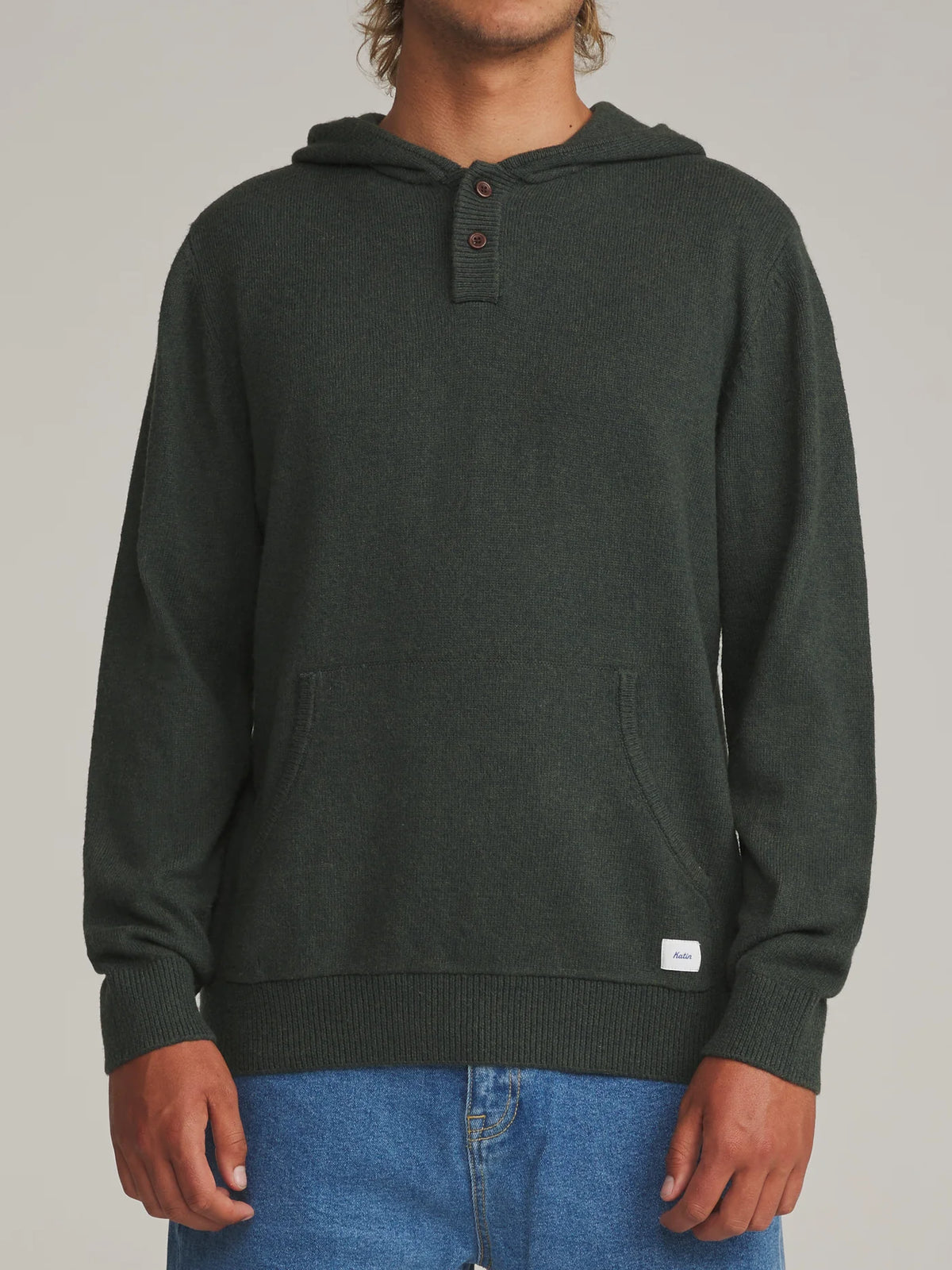 Hayes Hooded Henley Sweater - Heather Green