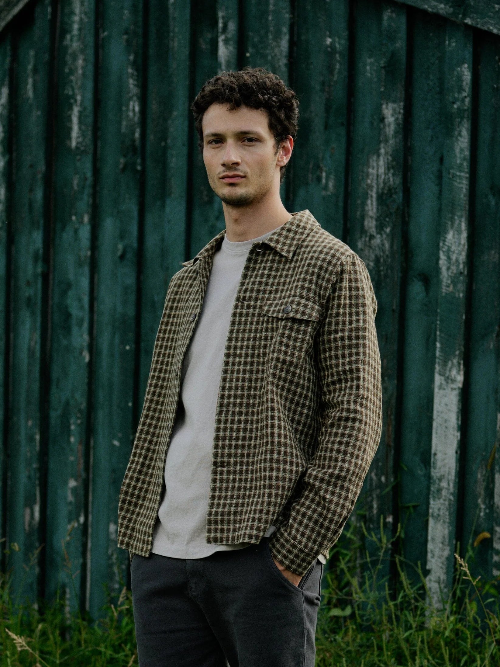 Men's Cameron Overshirt in Double Cloth Dobby