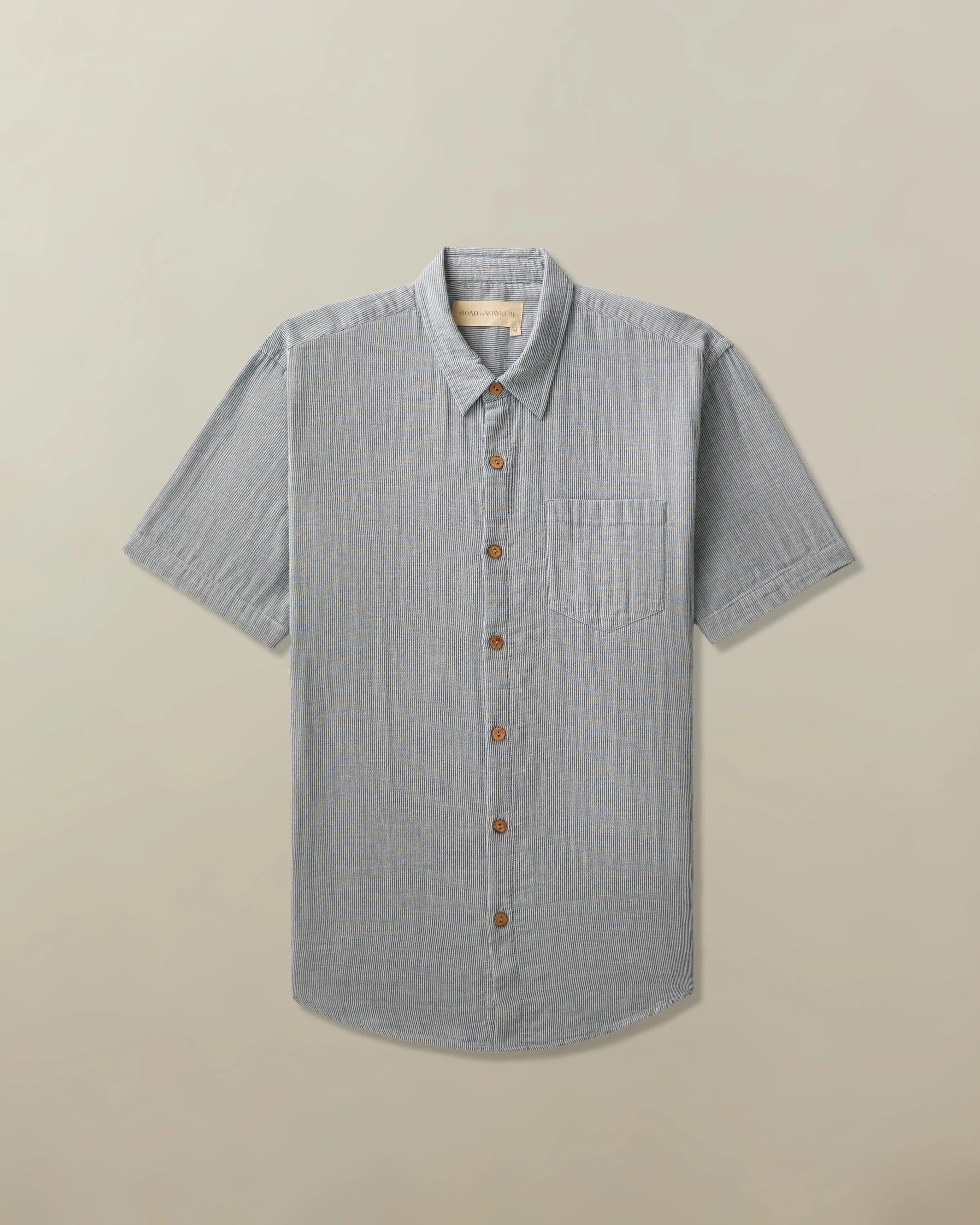 Hudson Shirt in Double Cotton Gauze - Denim Stripe