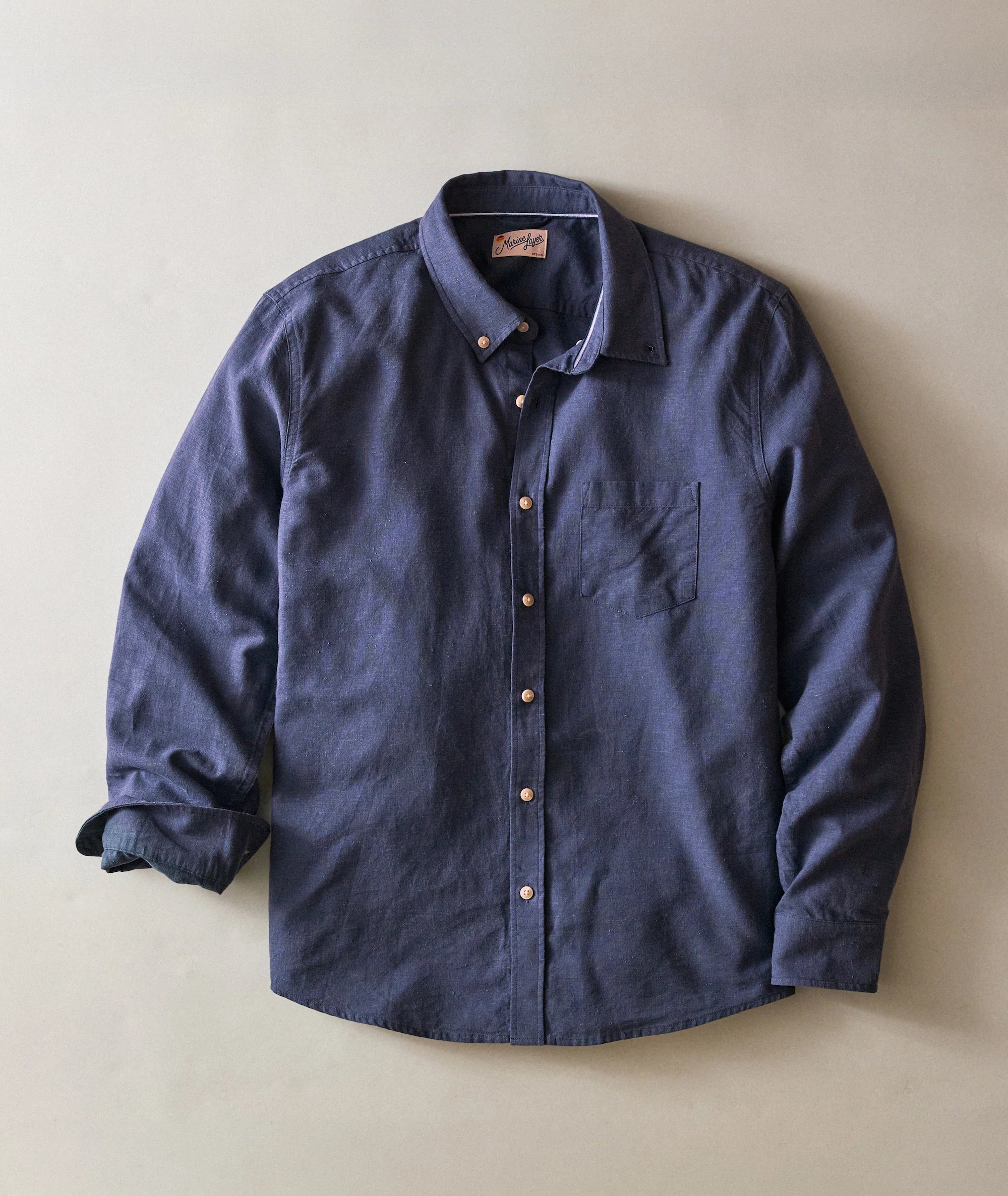 Better-Than-Linen Long Sleeve Shirt - Navy