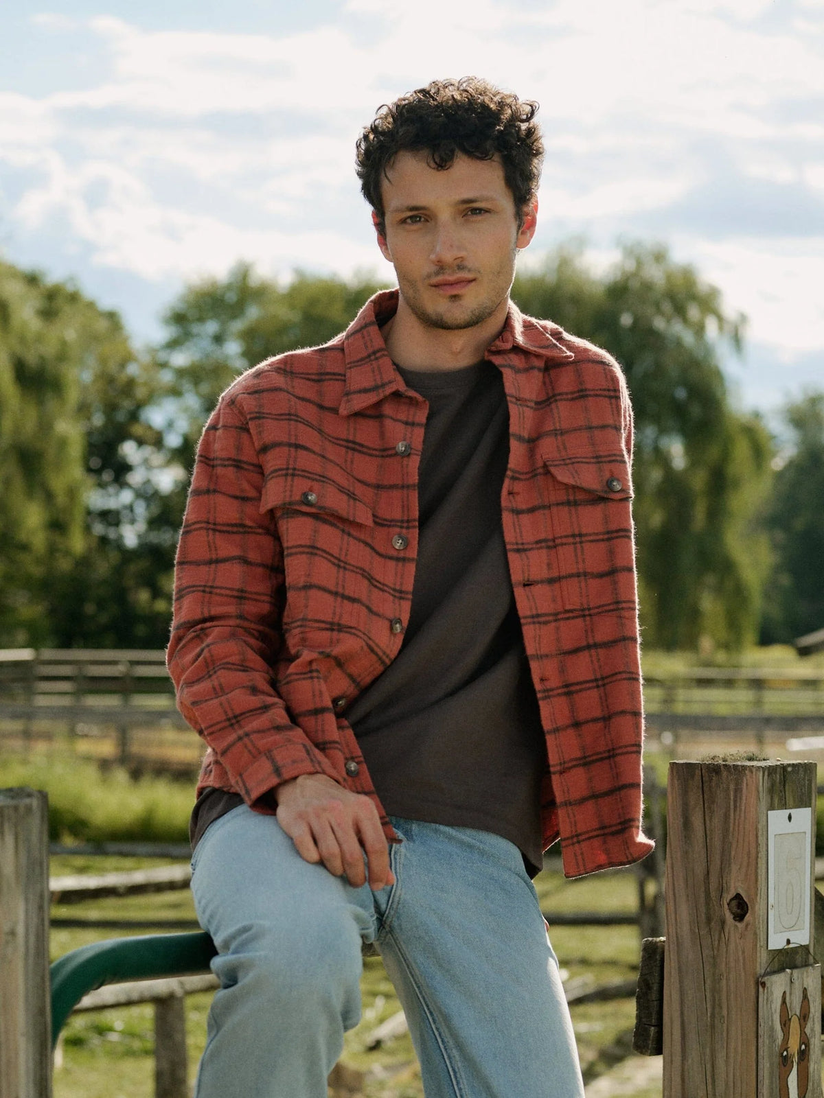Noah Overshirt in Organic Cotton Japanese Flannel - Red Windowpane