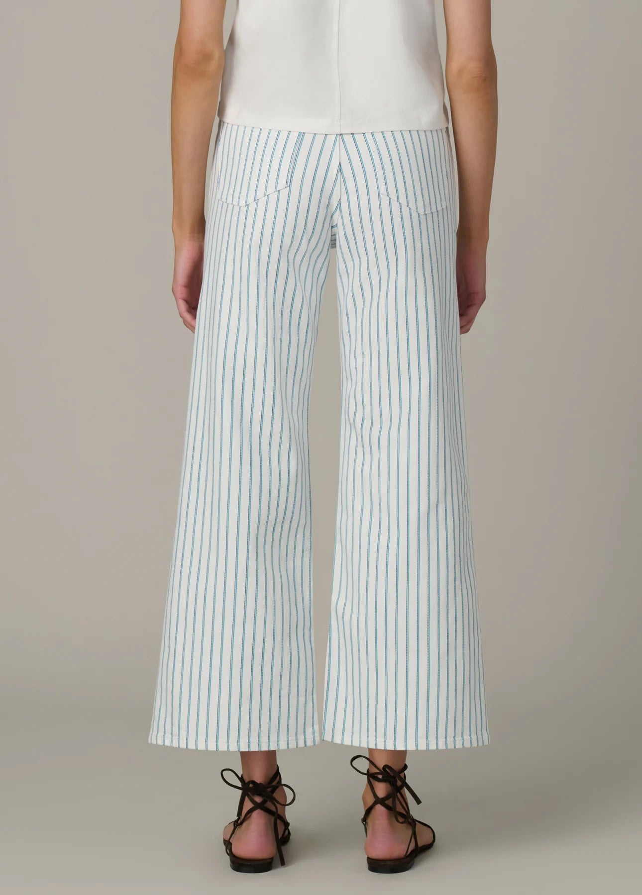 The Mia - High Rise Wide Leg Ankle - Blue Multi Stripe