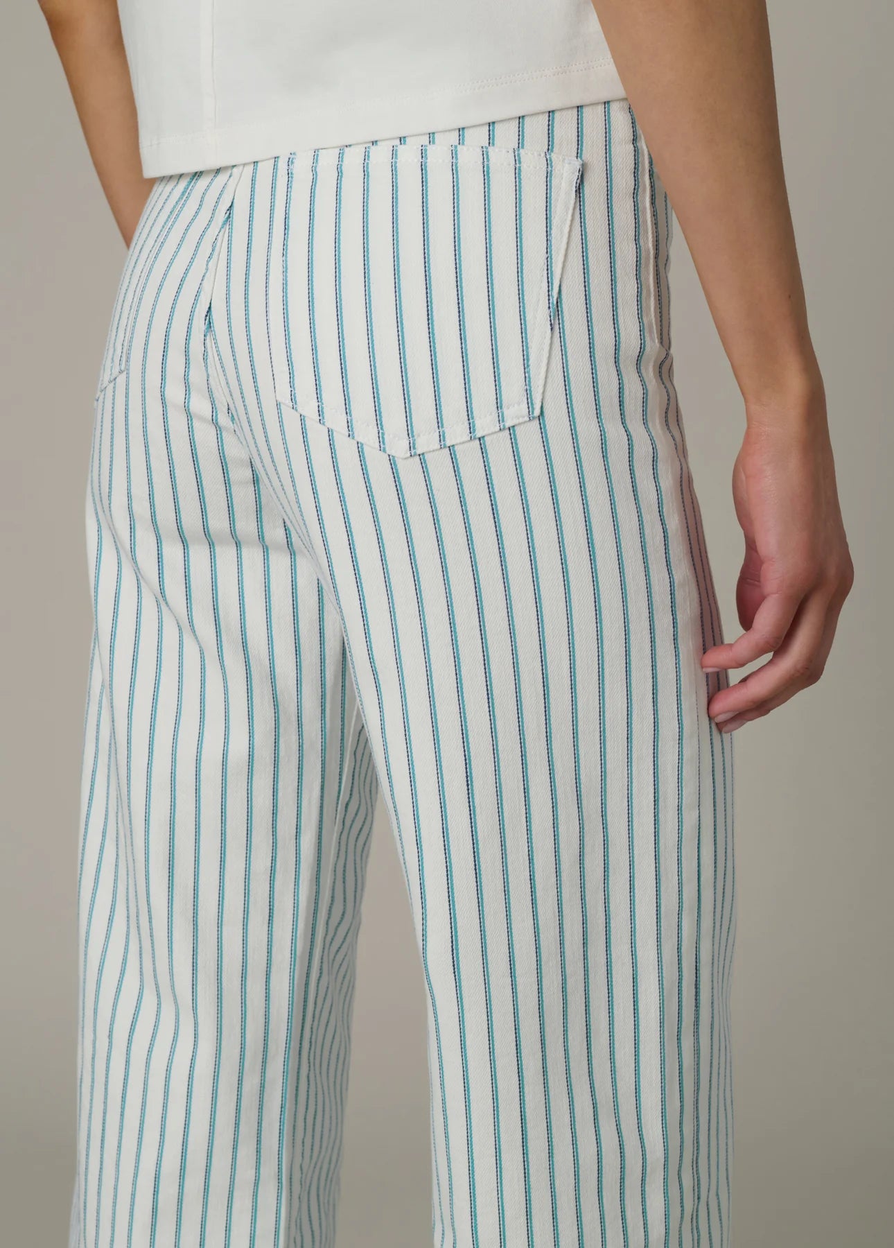 The Mia - High Rise Wide Leg Ankle - Blue Multi Stripe