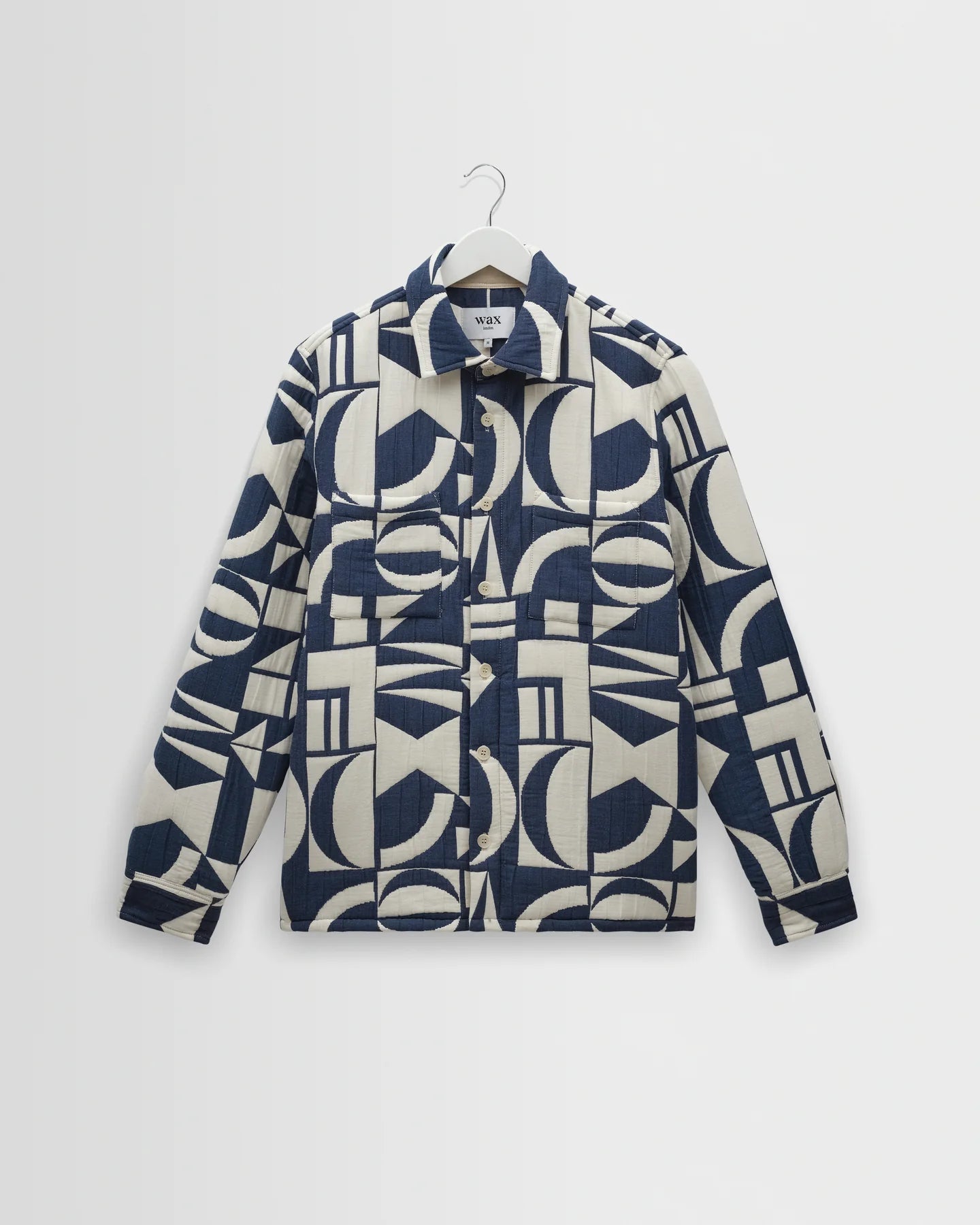 Otto Quilted Jacquard Overshirt - Blue and Ecru