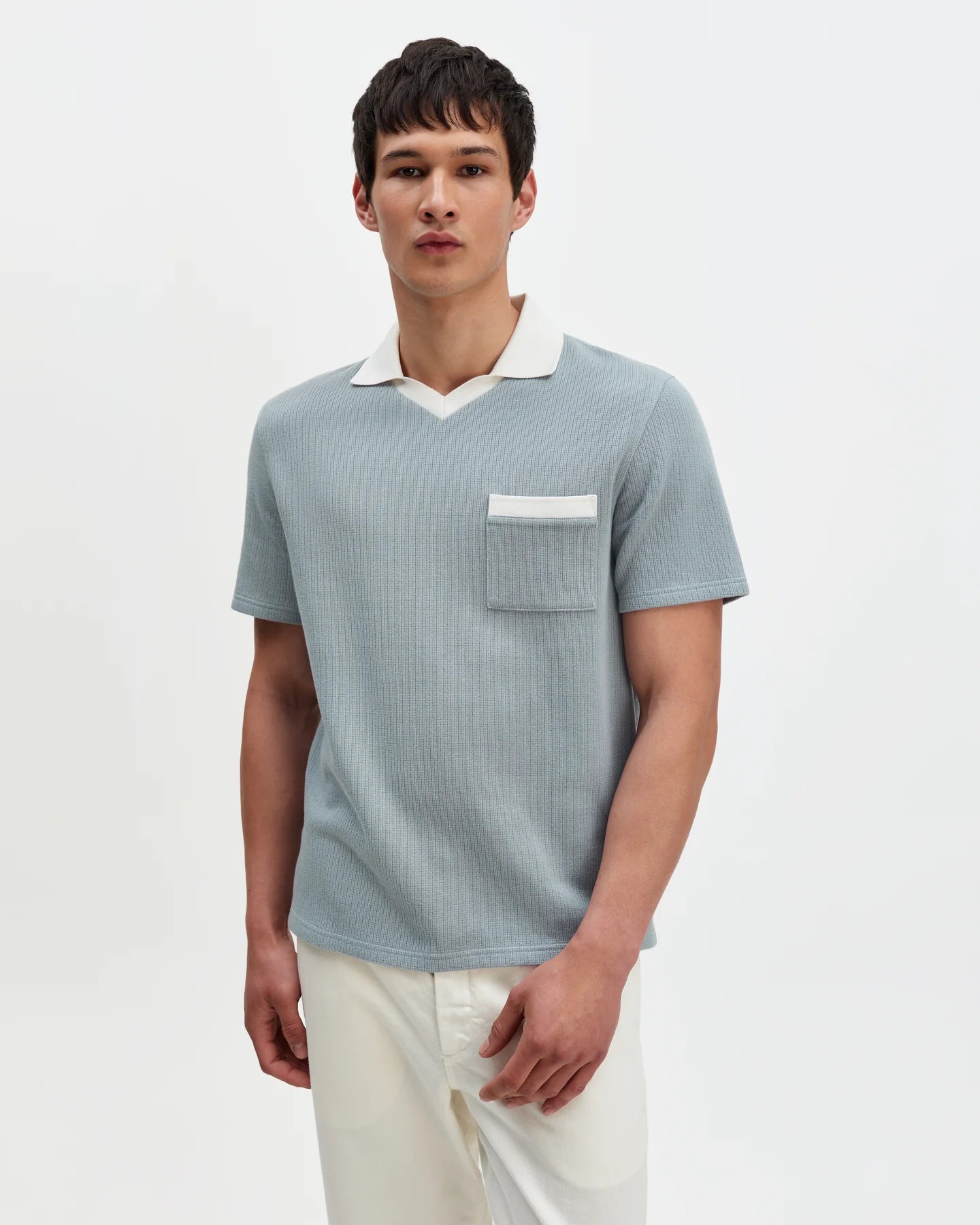Pendal Polo - Design Rib - Blue / Ecru