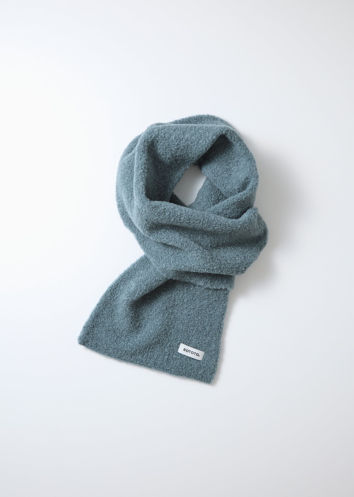 Alpaca Boucle Short Muffler - Smoke Blue