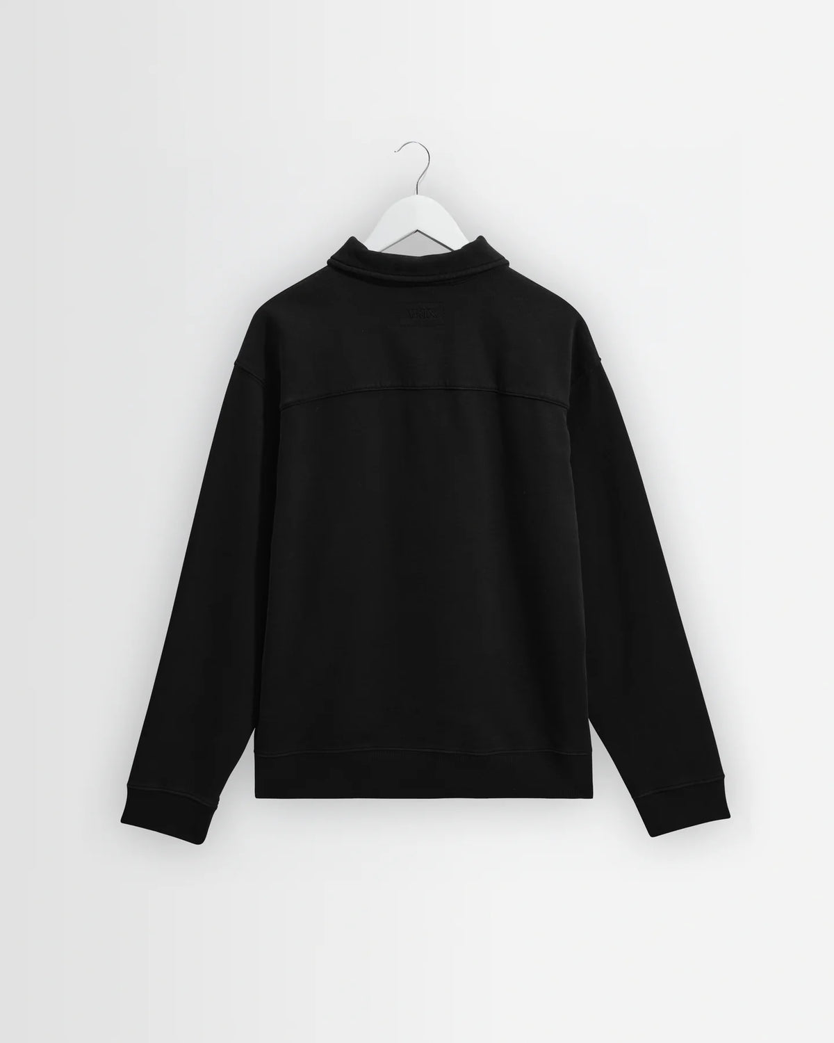 Reeve - Washed Black Loopback Organic Cotton Collared Sweatshirt