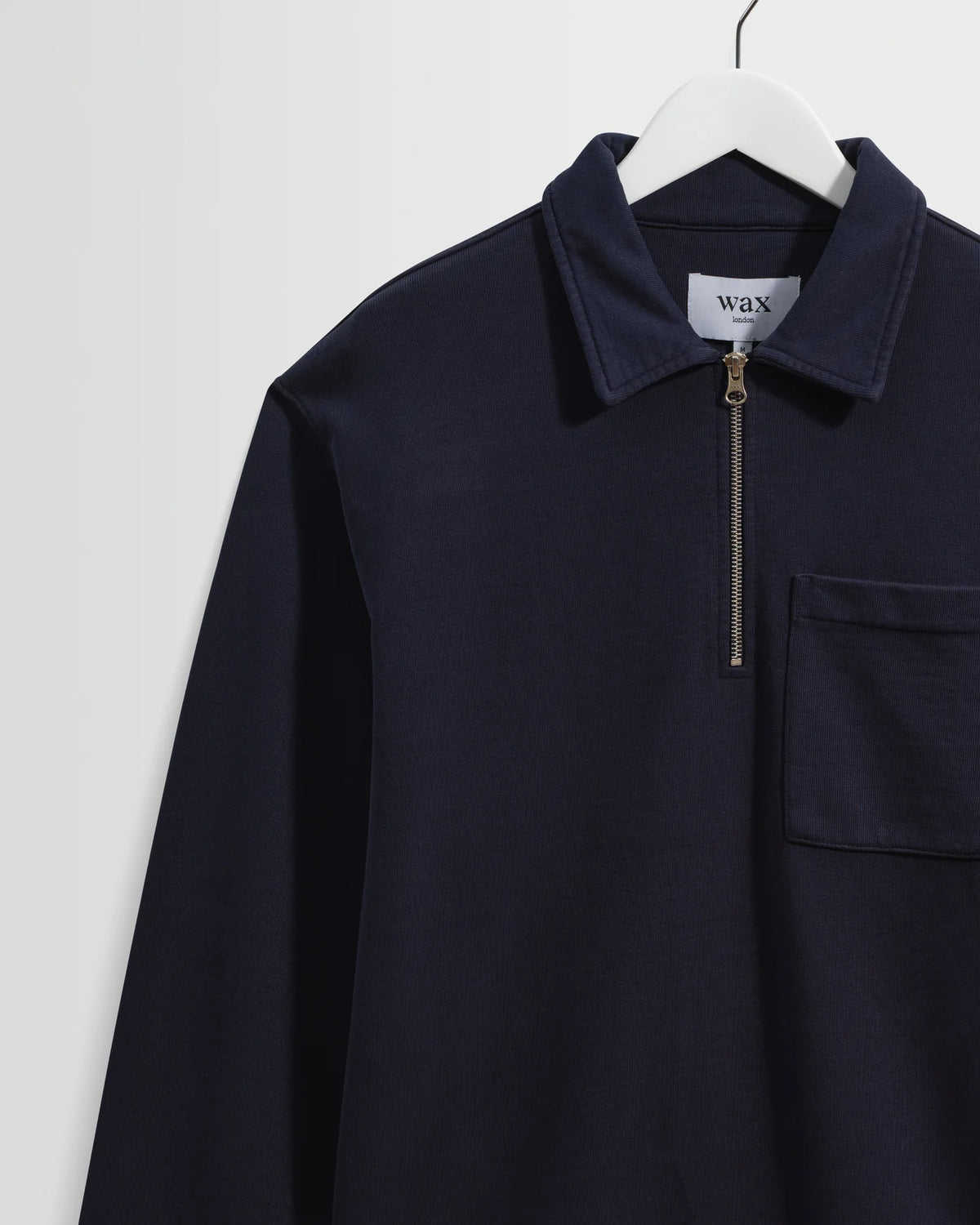 Reeve - Washed Navy Loopback Organic Cotton Collared Sweatshirt