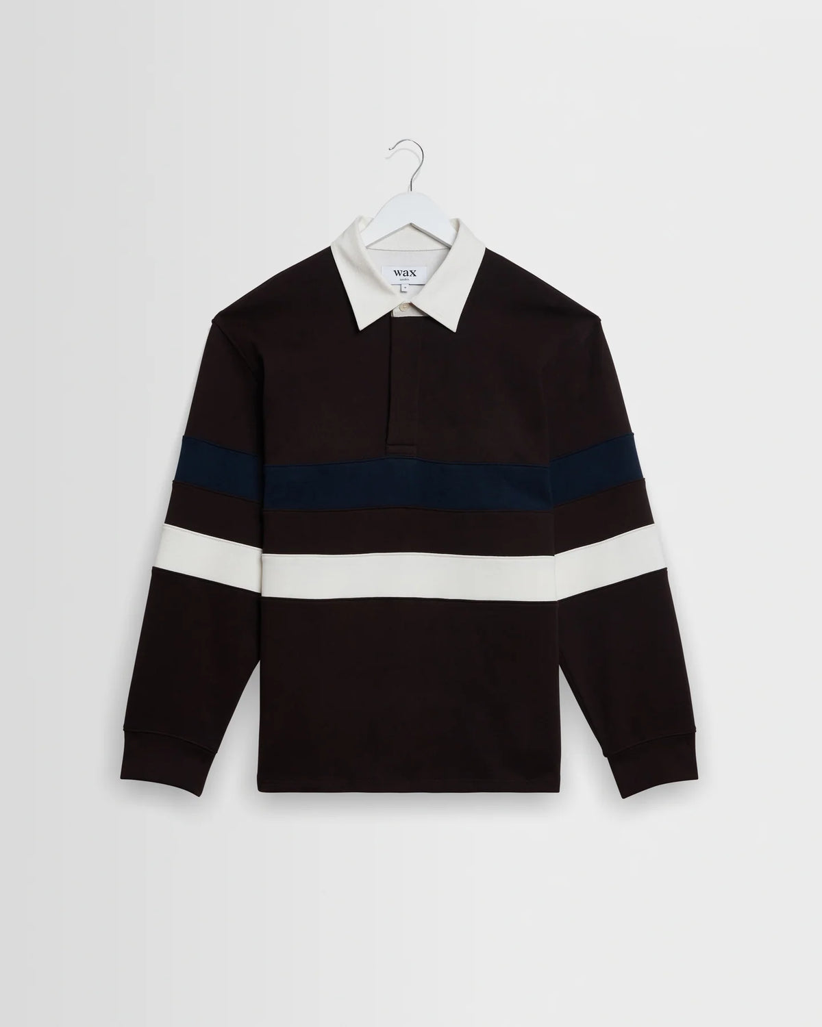 Rowhill - Brown And Navy Stripe Loopback Rugby Shirt