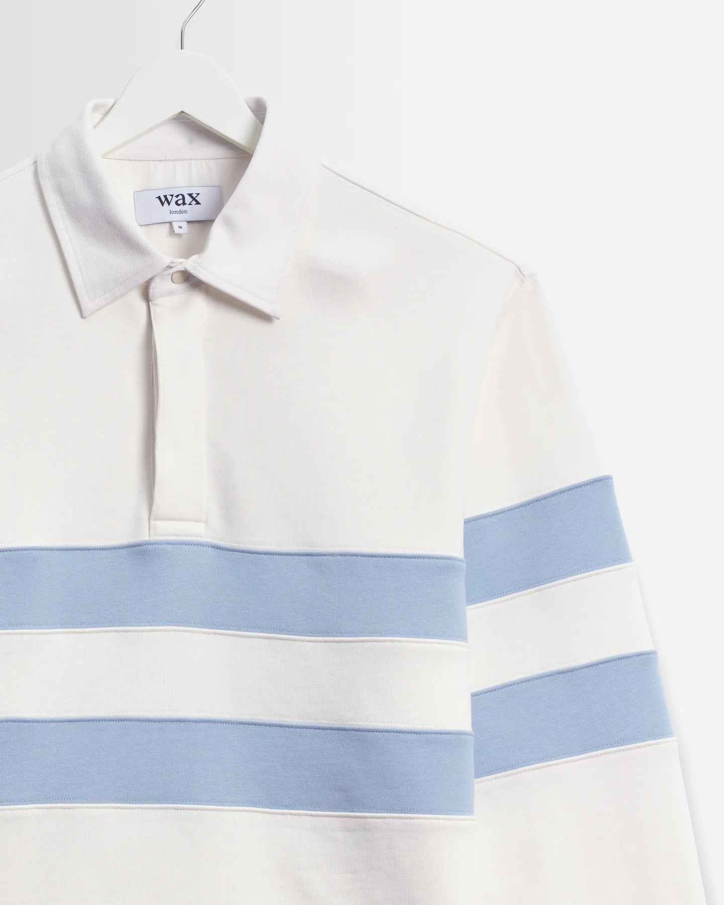Rowhill Loopback Rugby Shirt - Ecru and Light Blue Stripe