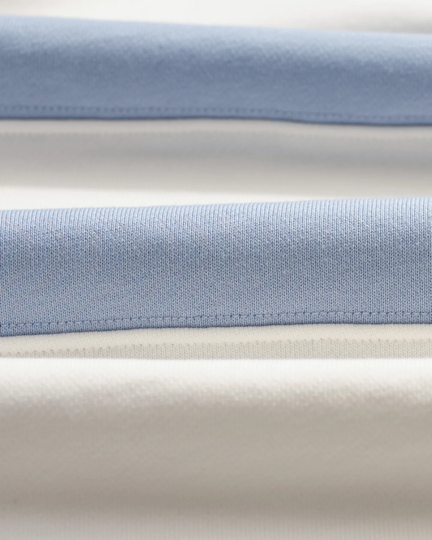 Rowhill Loopback Rugby Shirt - Ecru and Light Blue Stripe