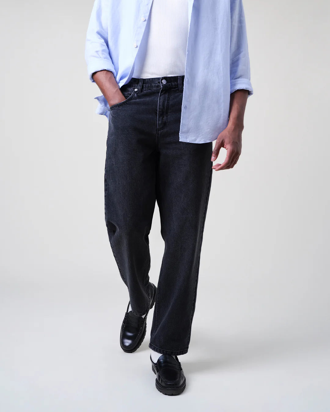 Russell Straight Fit Denim Jeans - Washed Black