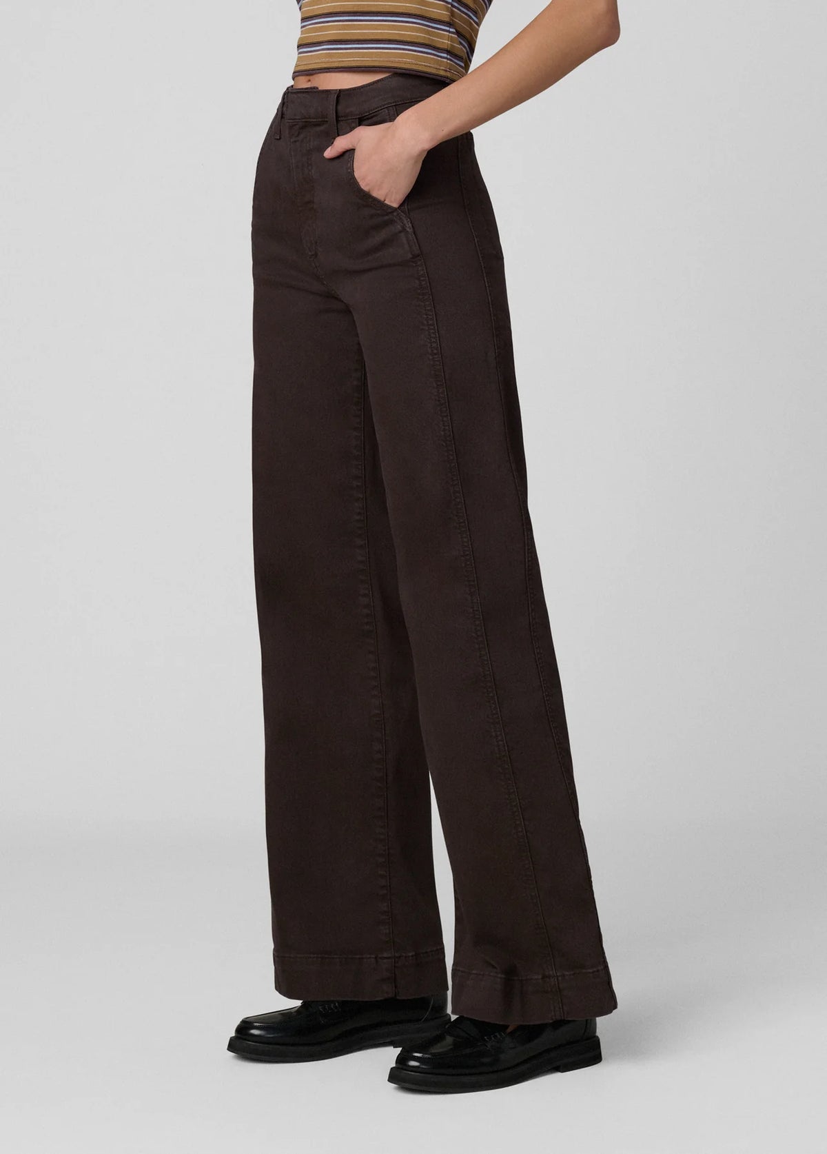 The Mia Paneled Trouser - High Rise Wide Leg - Coffee Bean