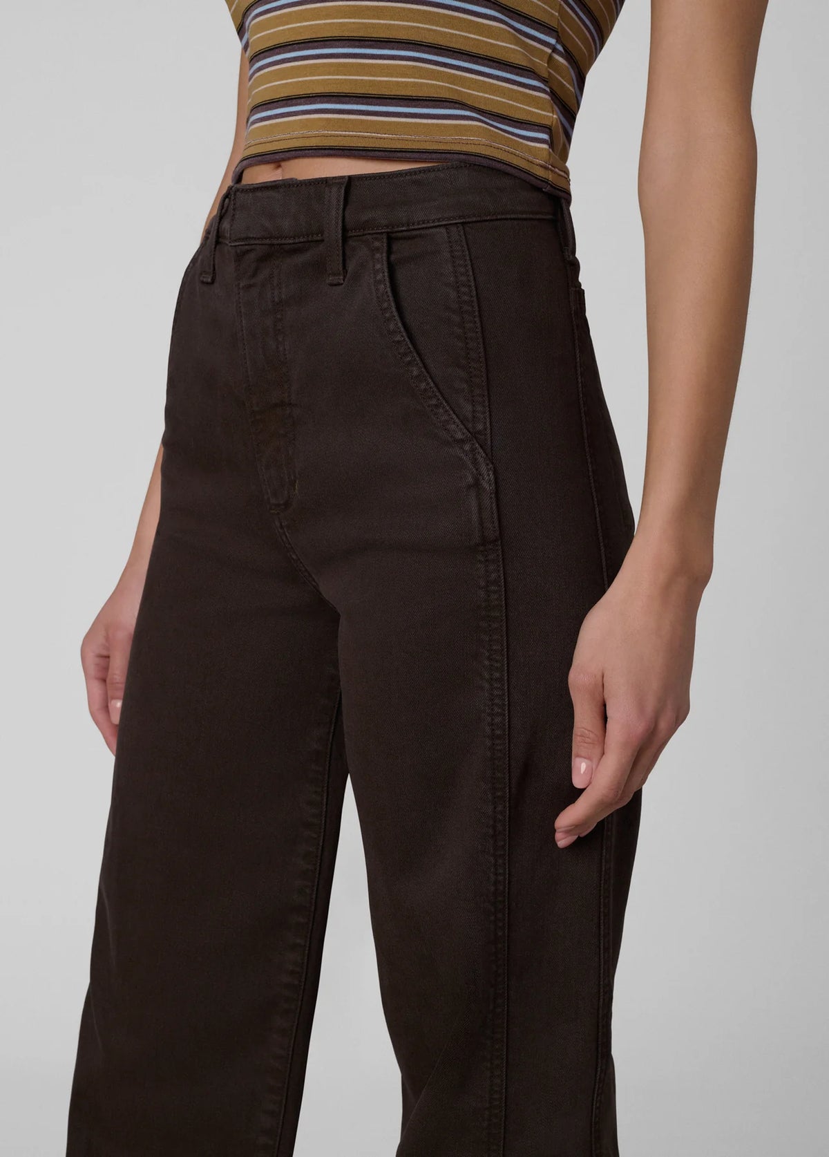 The Mia Paneled Trouser - High Rise Wide Leg - Coffee Bean