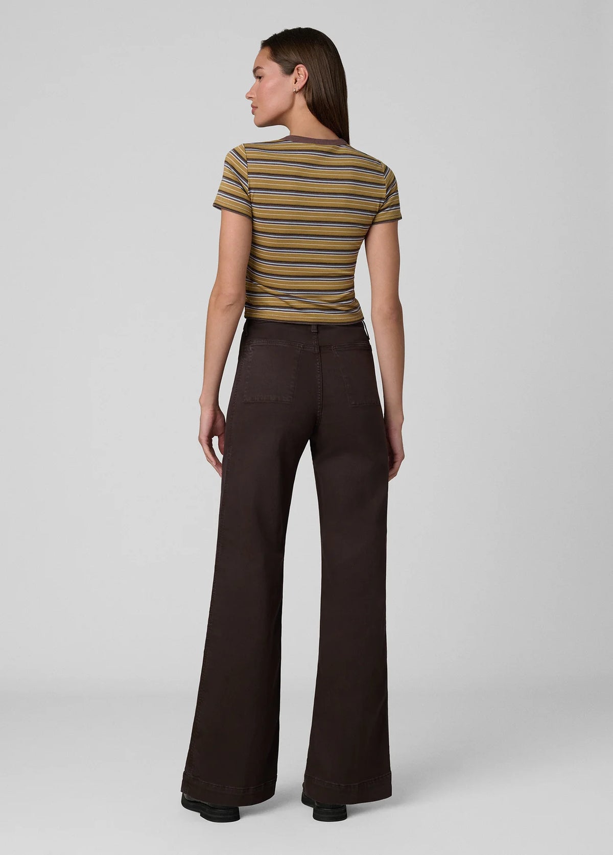 The Mia Paneled Trouser - High Rise Wide Leg - Coffee Bean