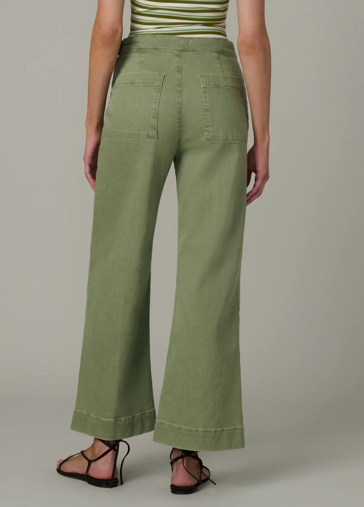 The Side Zip Wide Leg Ankle - Pesto