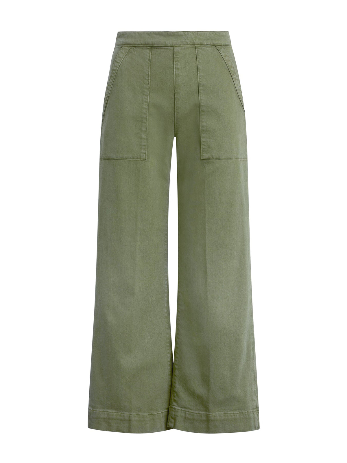 The Side Zip Wide Leg Ankle - Pesto