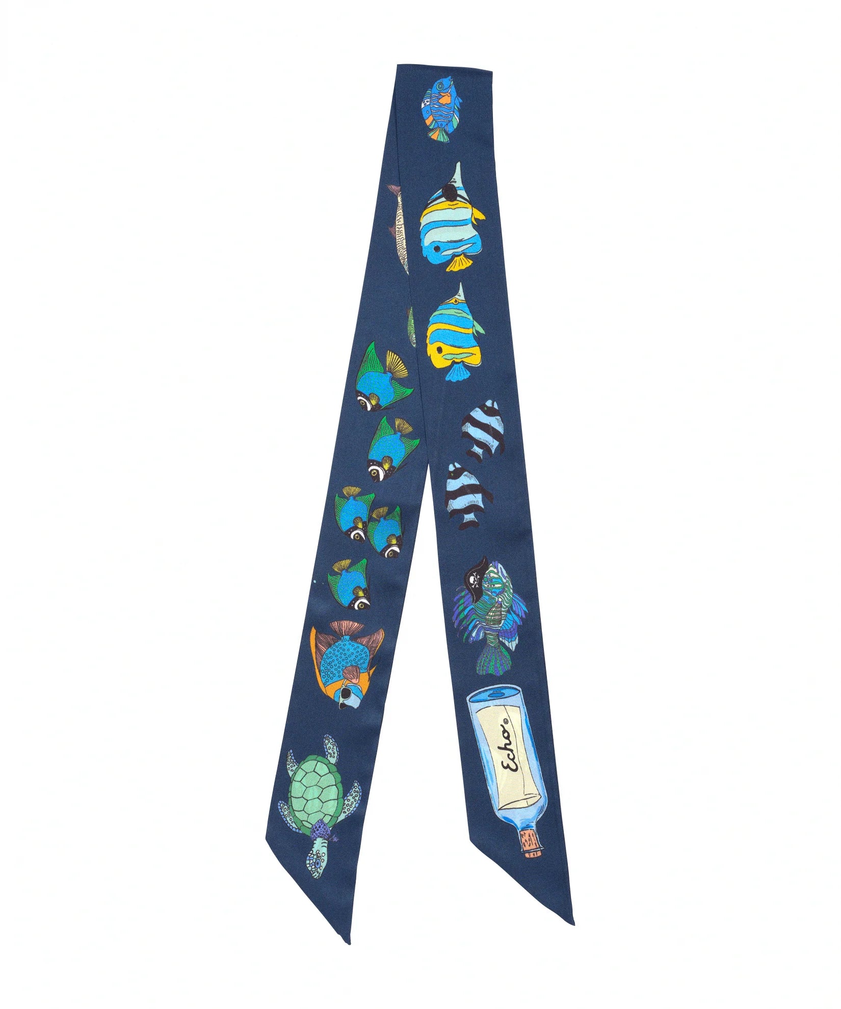 Lost At Sea Silk Ribbon Scarf - Navy