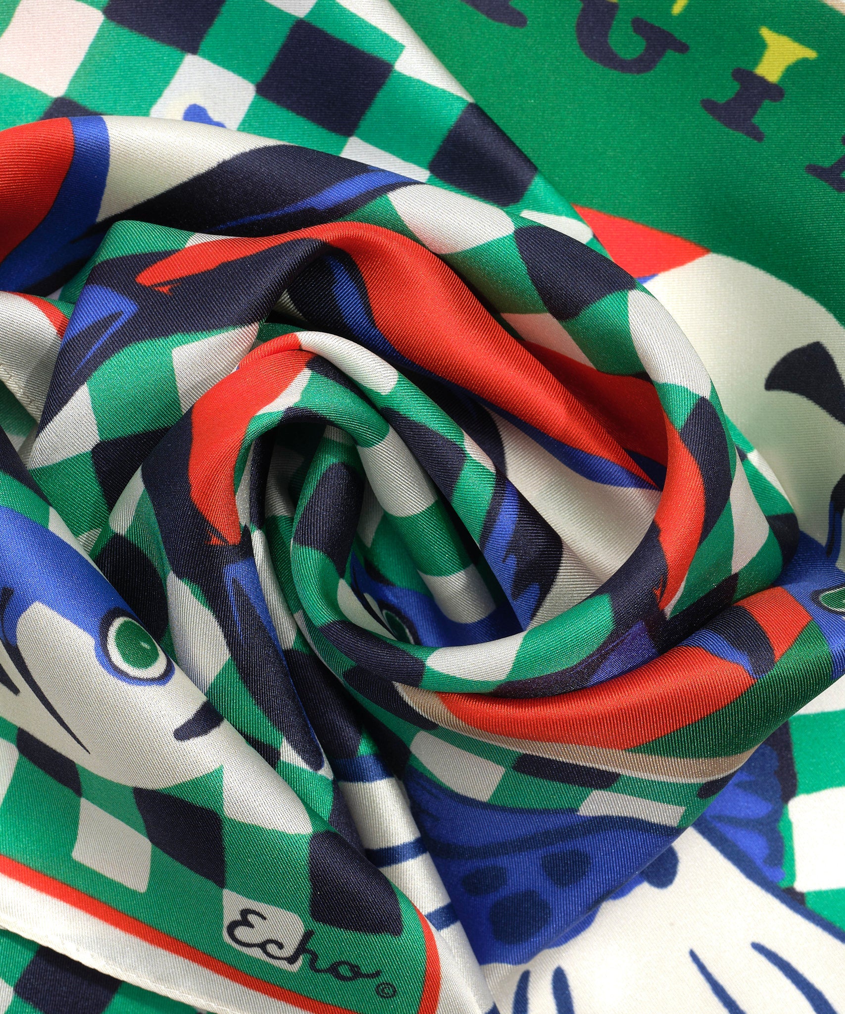 Tinned Fish Silk Bandana - Leaf Green