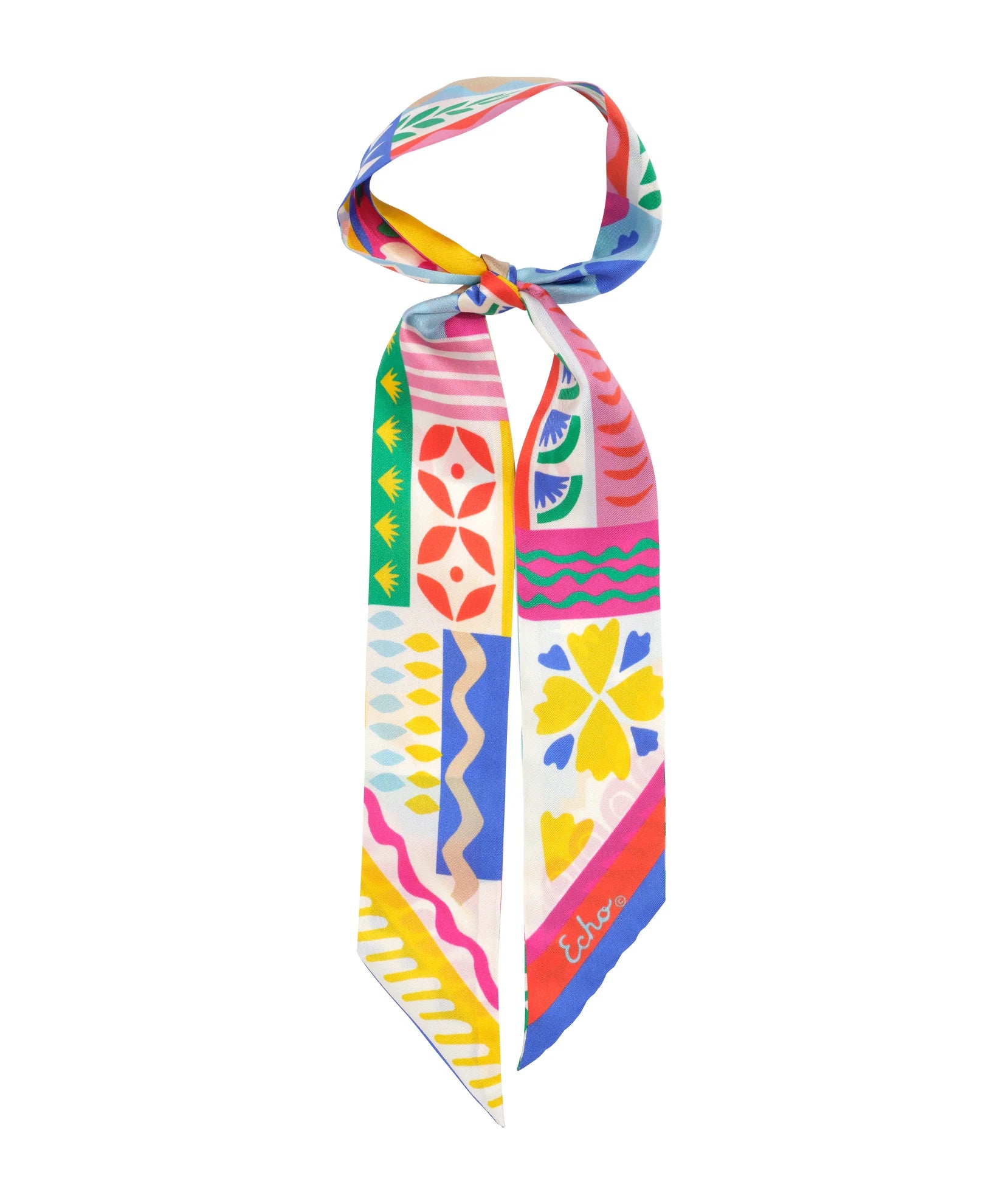 Coastal Collage Silk Ribbon Scarf - Multi