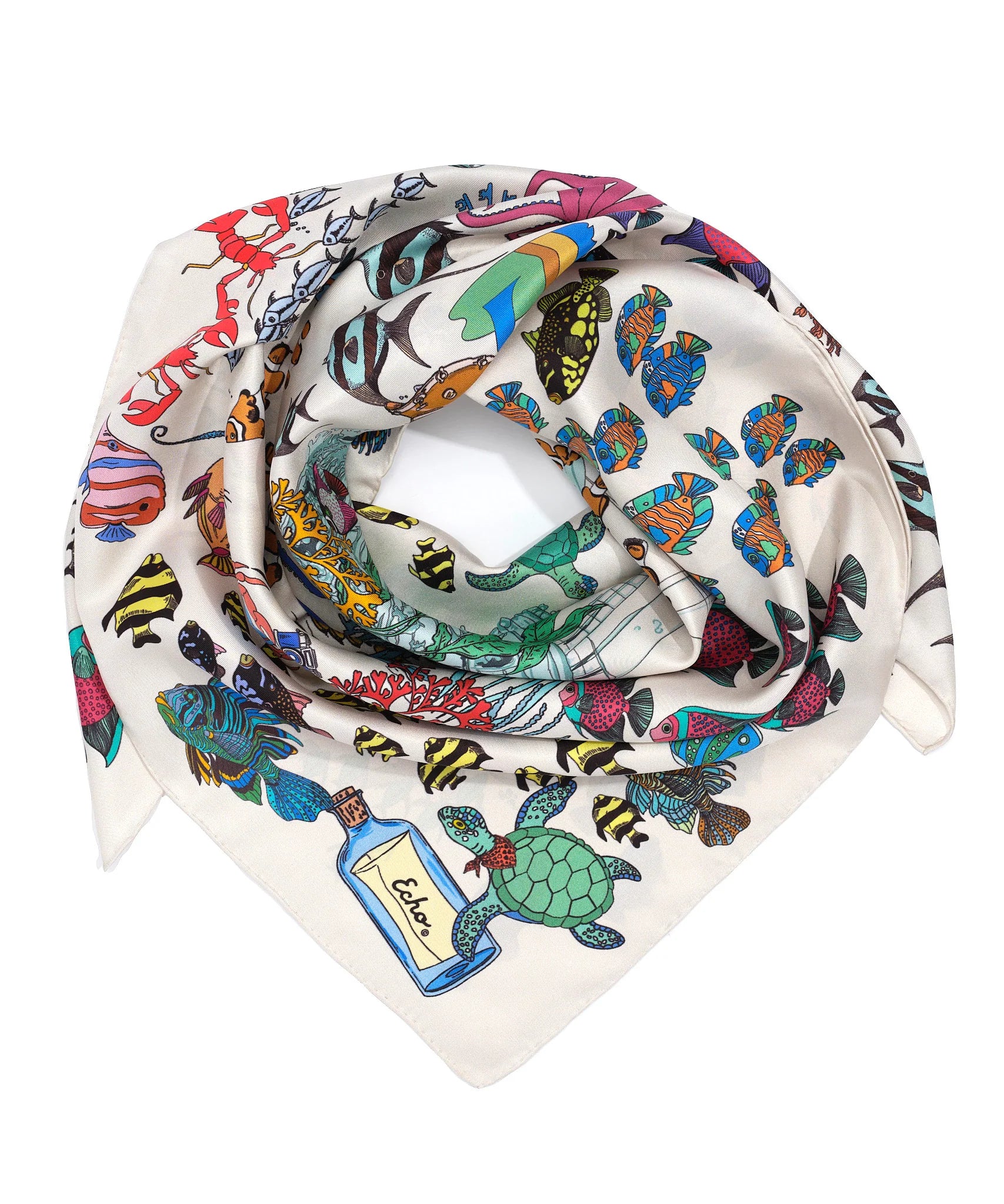 Lost At Sea 35" Silk Square Scarf - Multi
