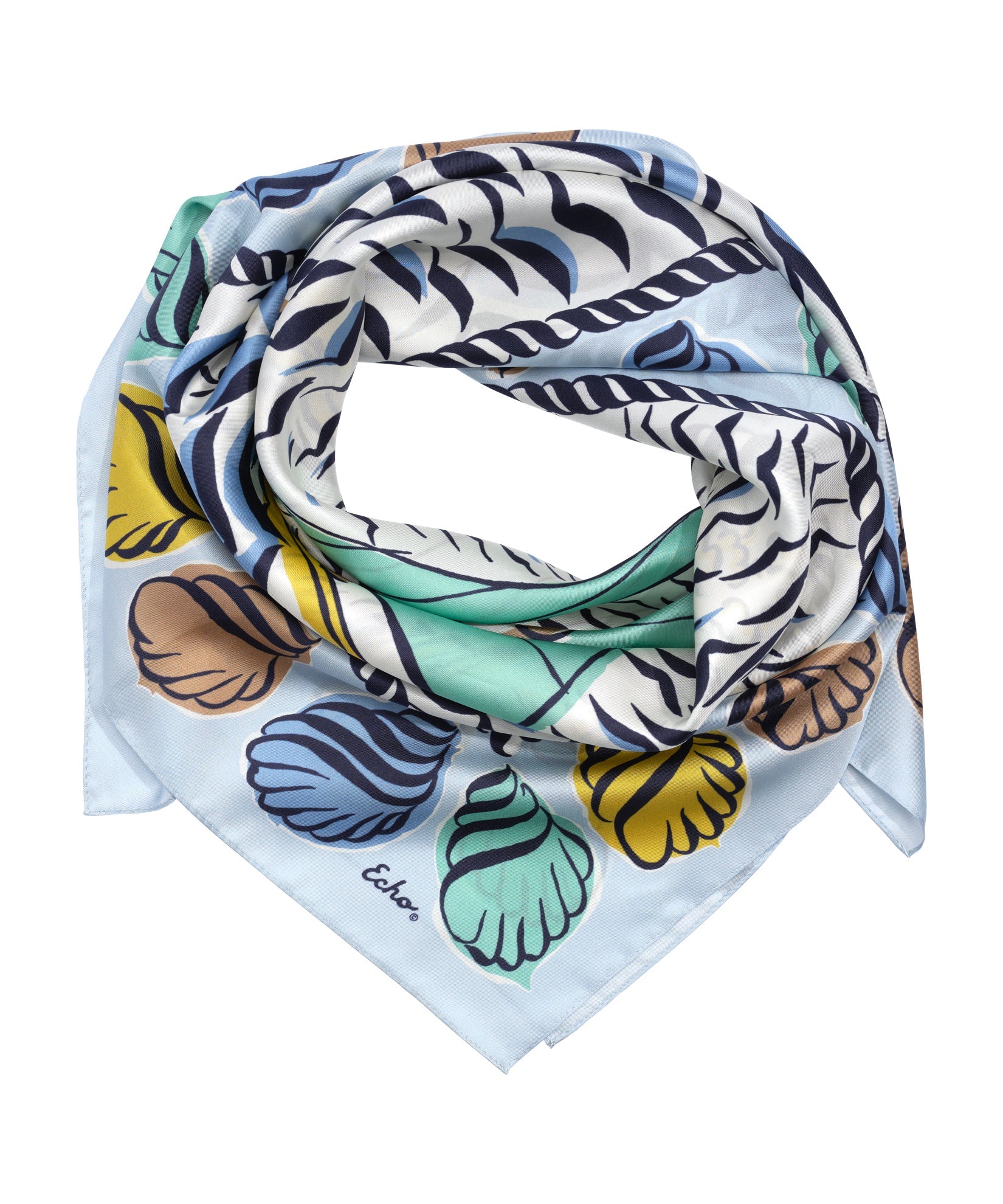 Sail Away 35" Silk Square Scarf - Chambray